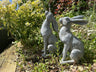 Large Verdigris Moon - Gazing Hares Ornament Set - Backyard Bliss