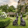 Large New Bronze March Hares Ornament Set