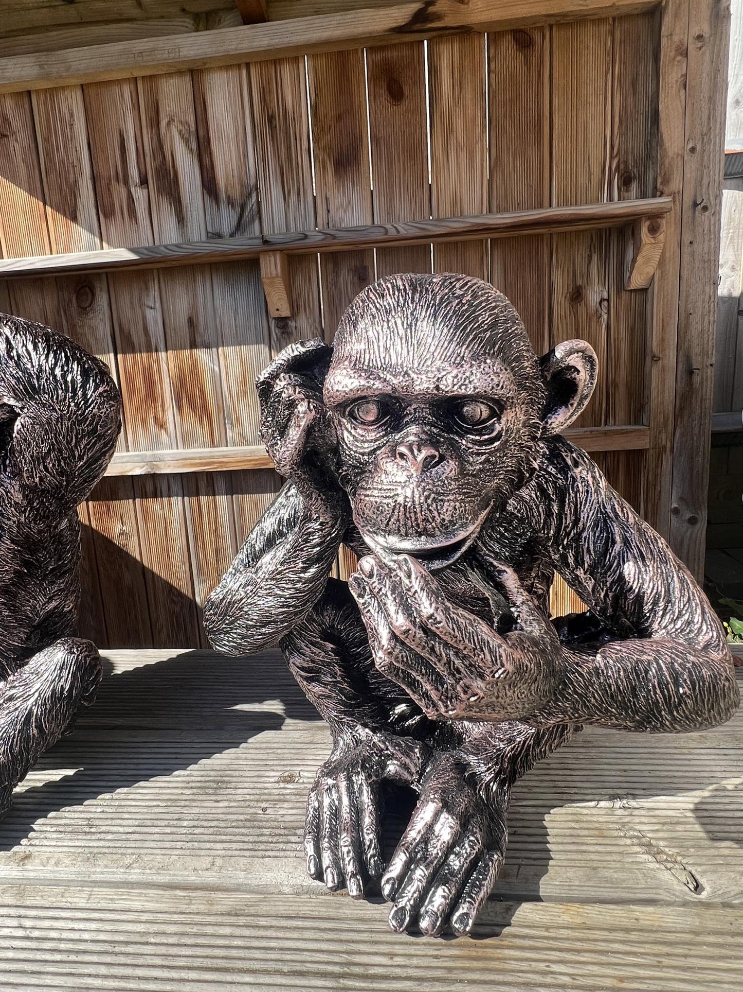 Set of 3 Monkey Set - Garden Ornament Set - Backyard Bliss