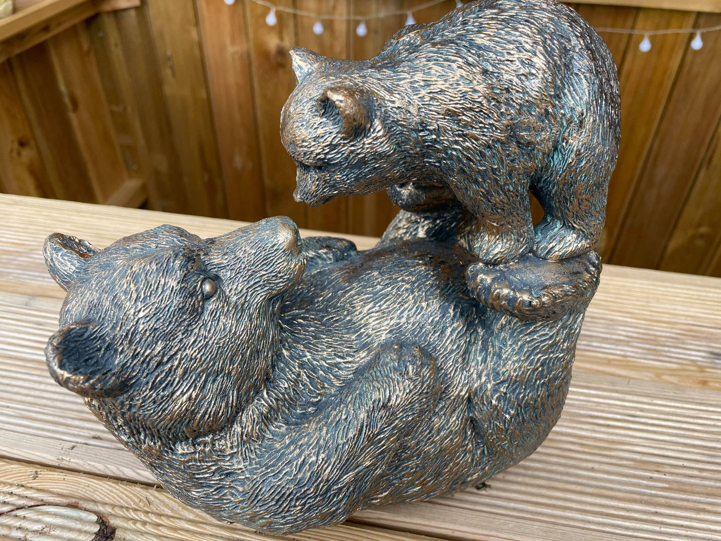Bronze Bear w/Cub - Backyard Bliss