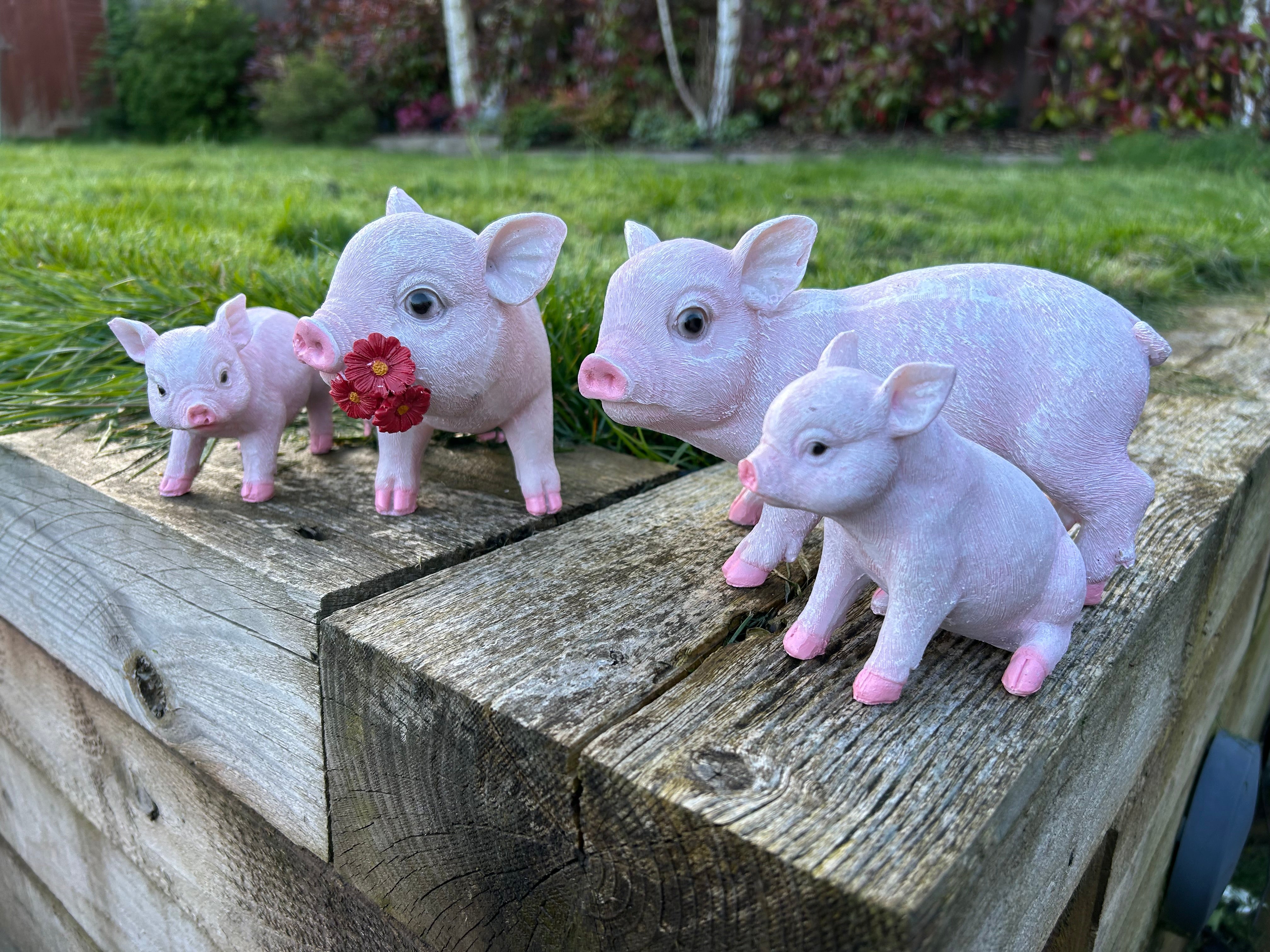 Pink Pig Family Ornament Set