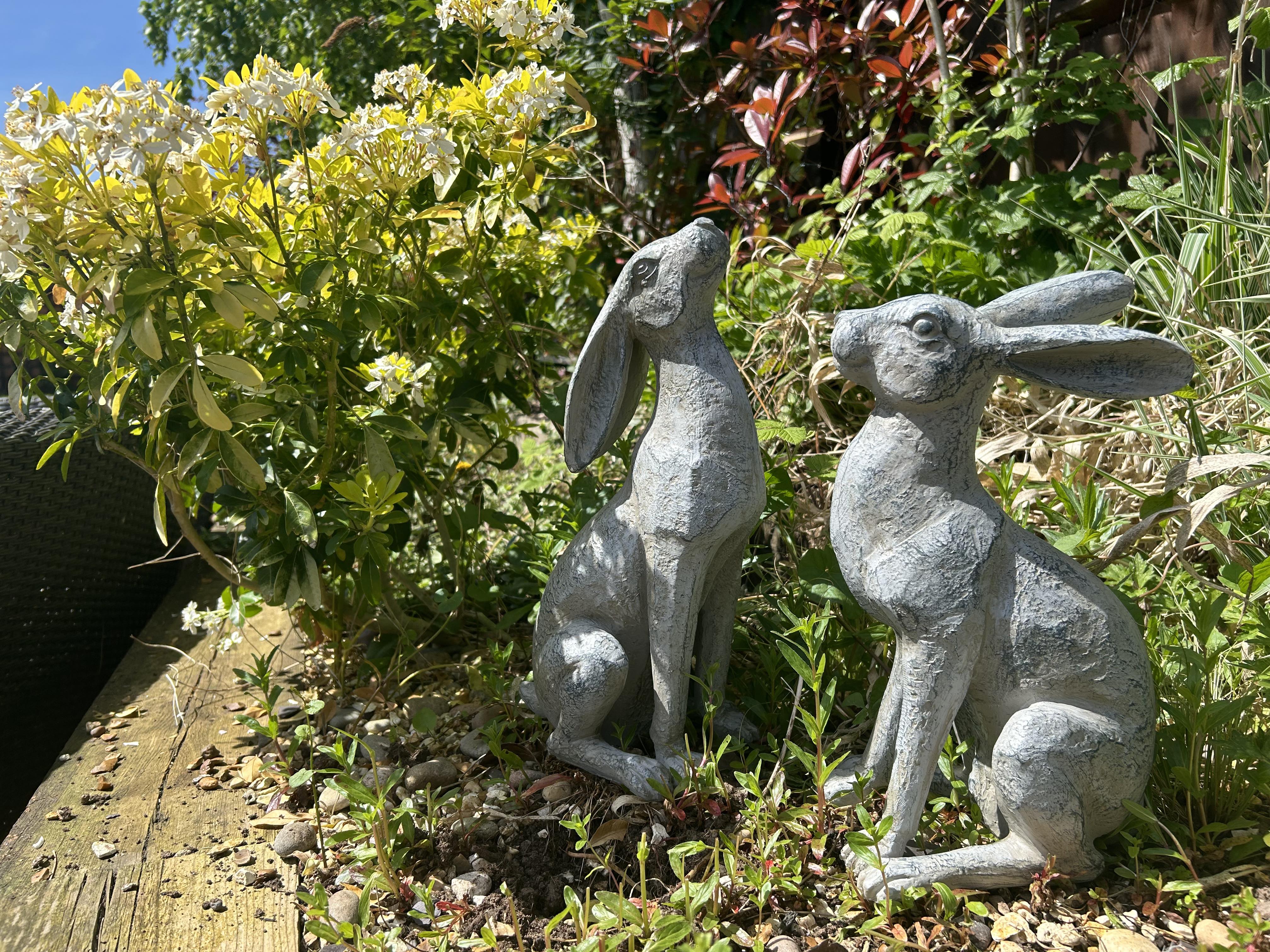 Large Verdigris Moongazing Hares Ornament Set