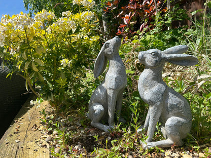 Large Verdigris Moon-Gazing Hares Ornament Set