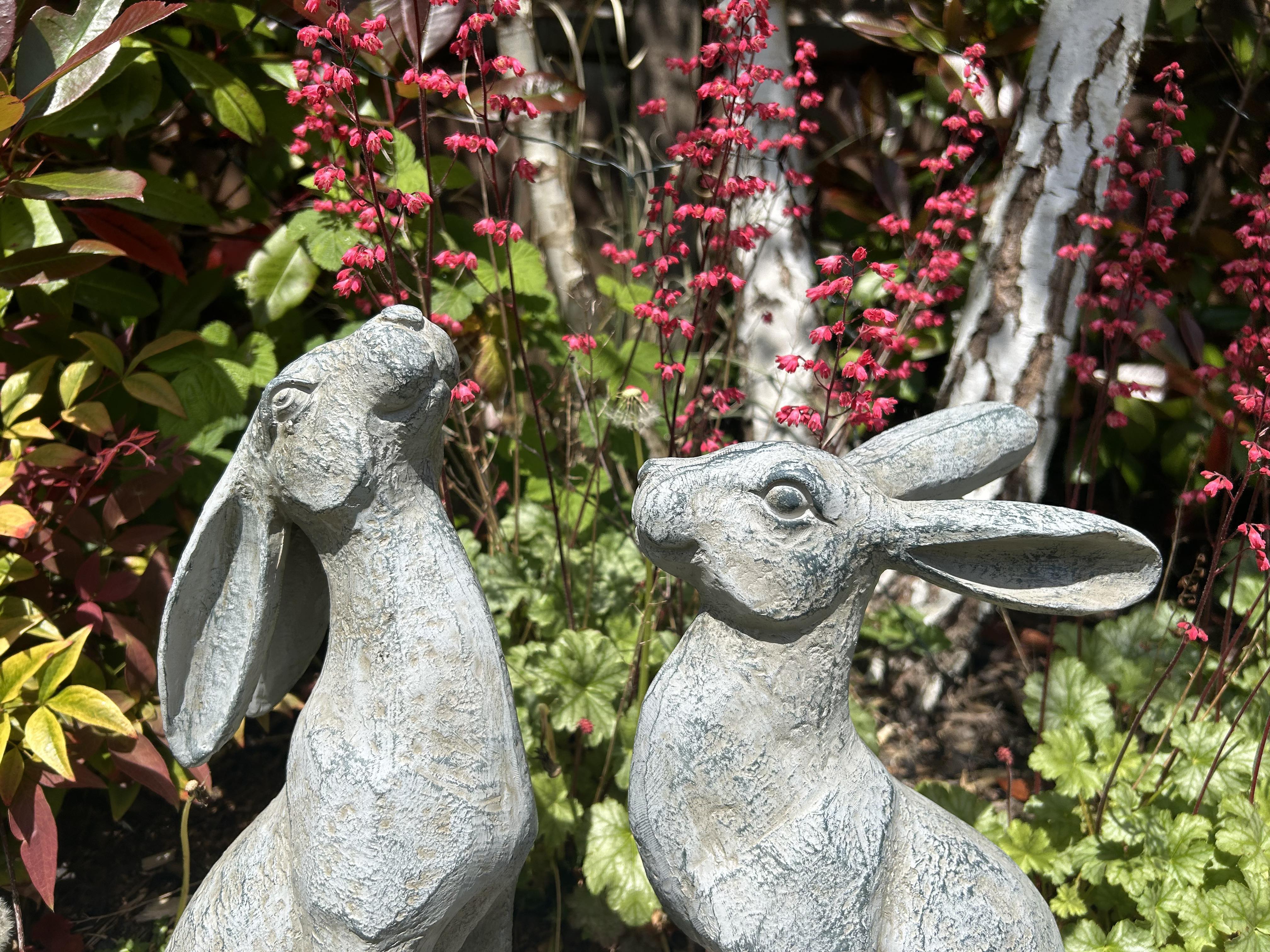 Large Verdigris Moongazing Hares Ornament Set
