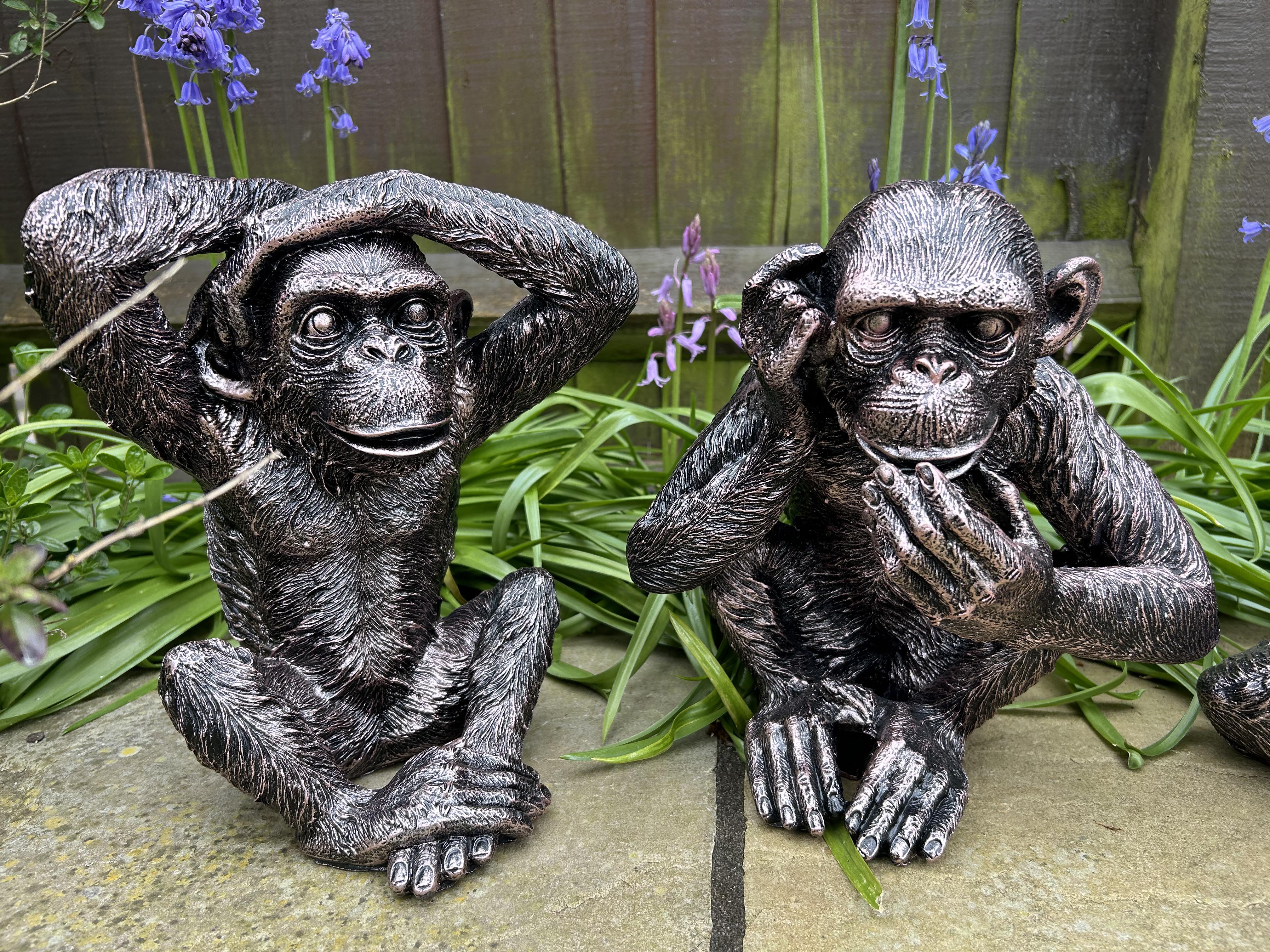 Set of 3 Monkey Set - Garden Ornament Set