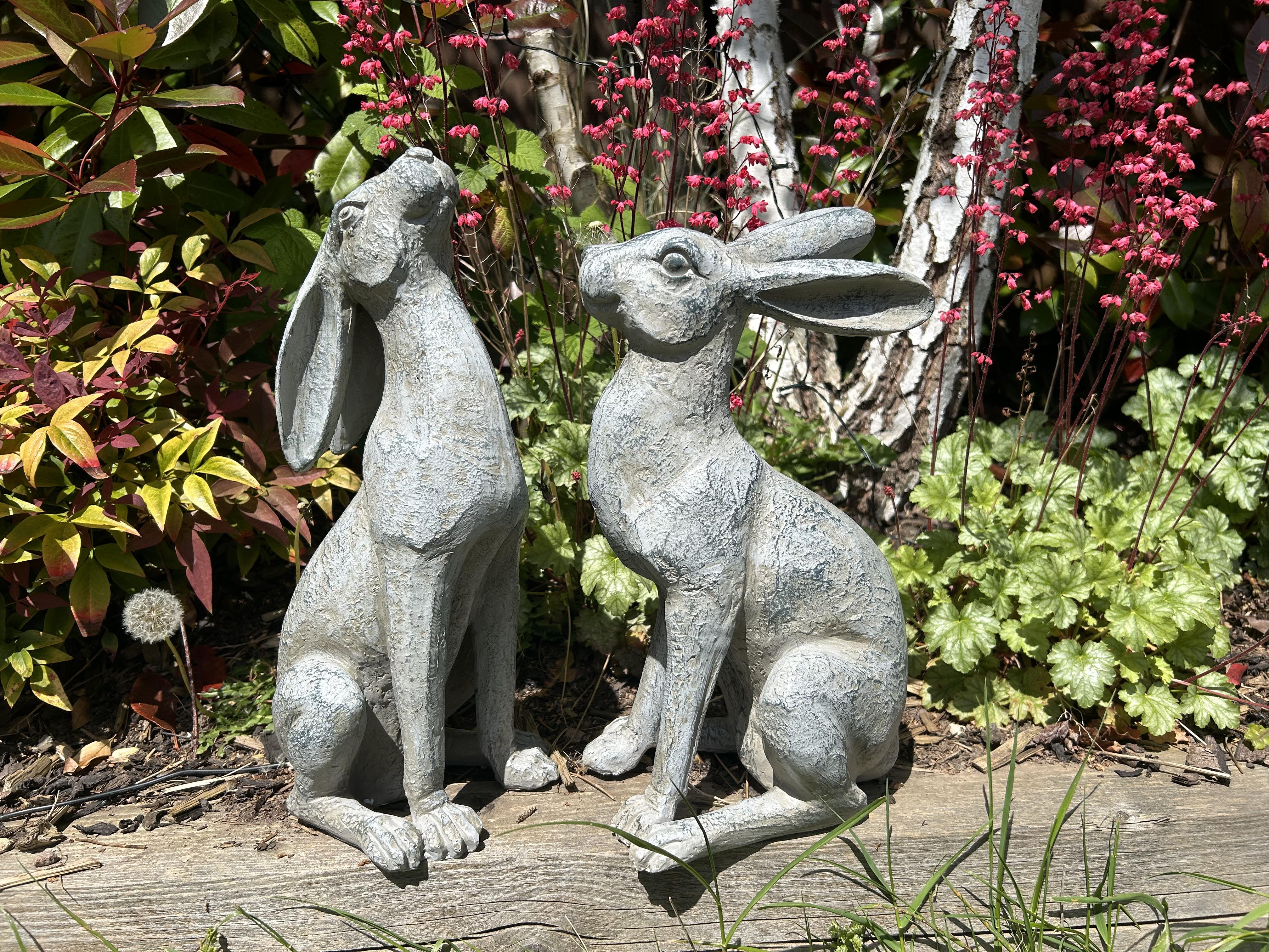 Large Verdigris Moongazing Hares Ornament Set