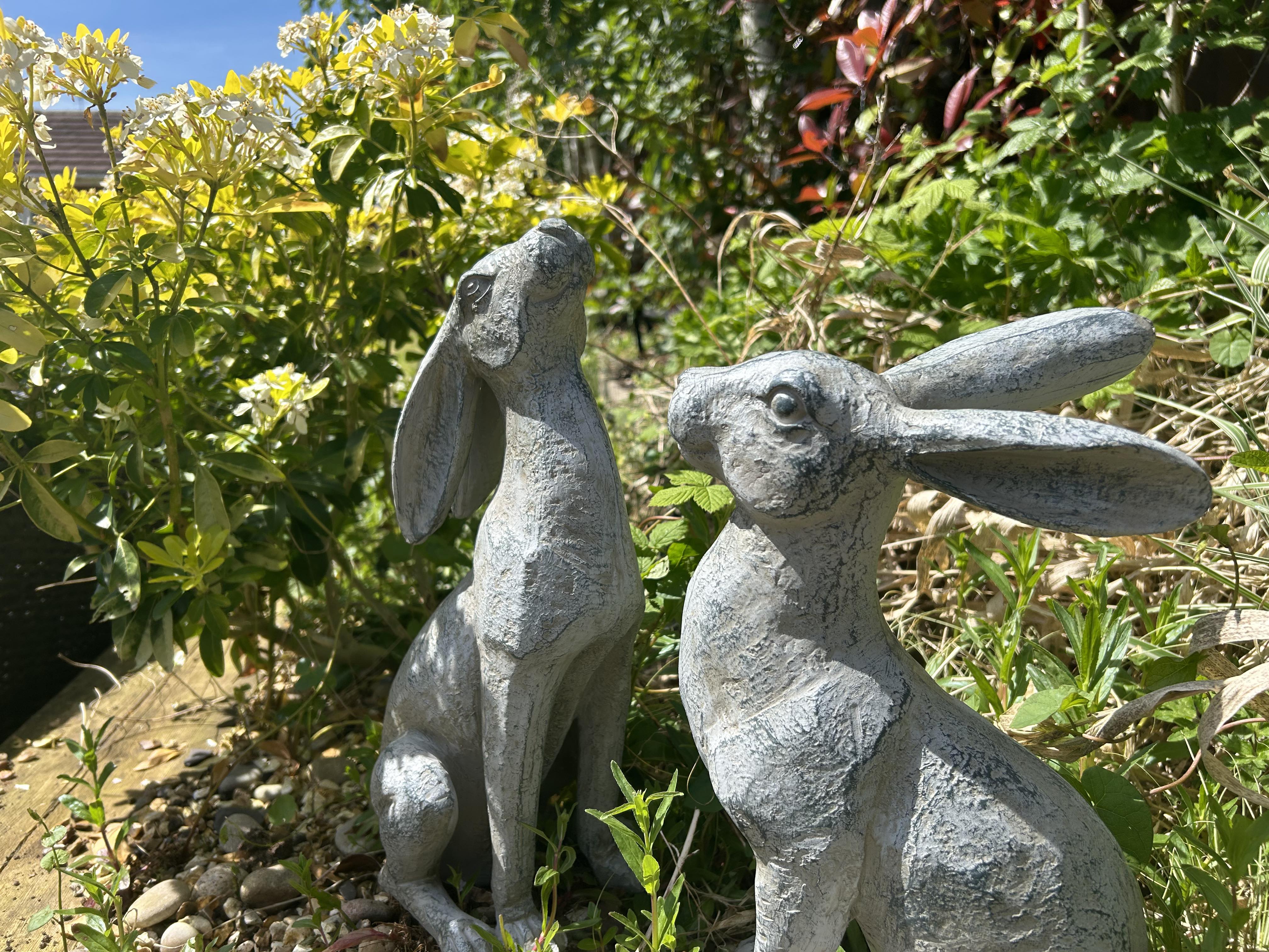 Large Verdigris Moongazing Hares Ornament Set