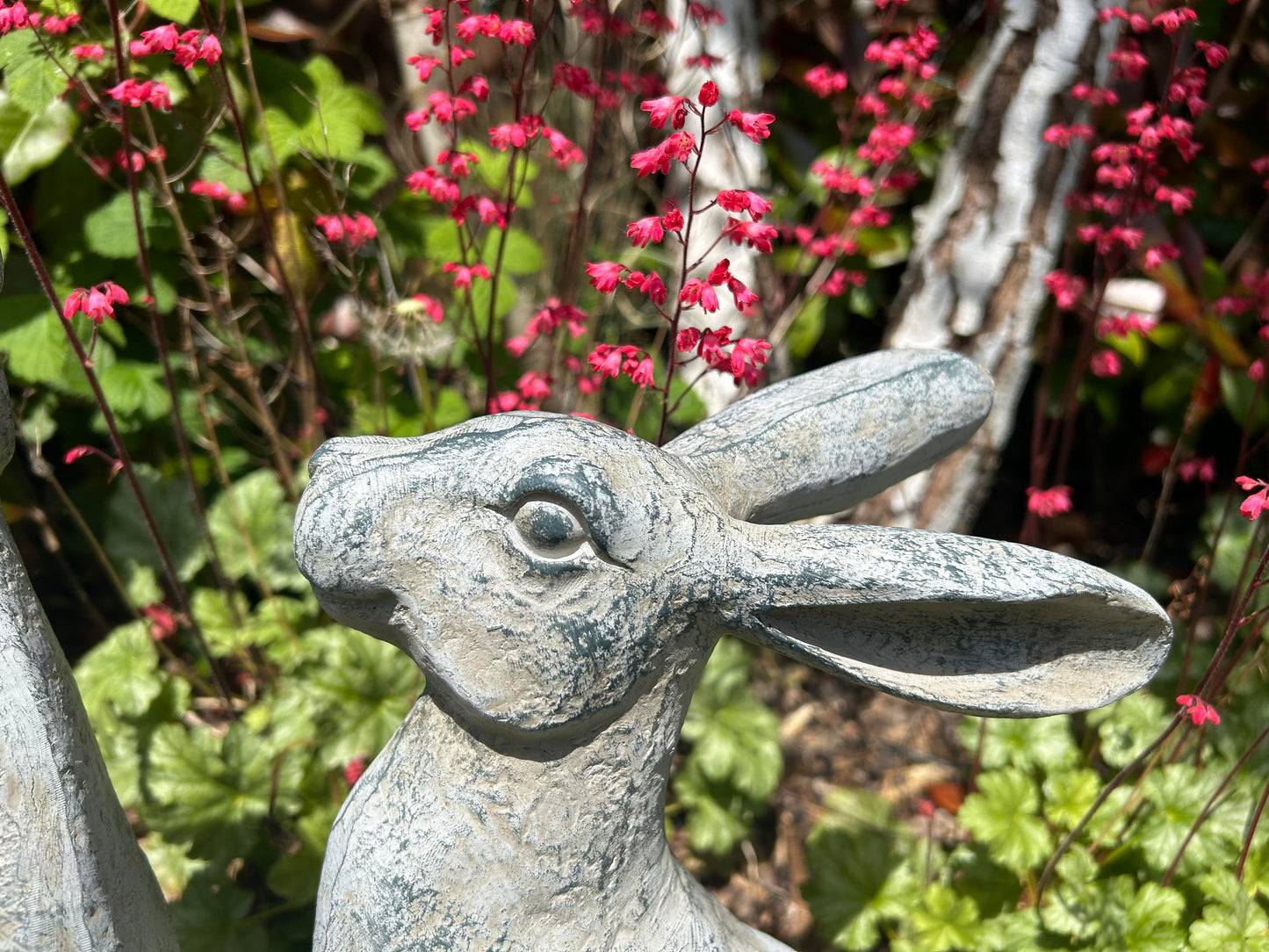 Large Verdigris Moon-Gazing Hares Ornament Set