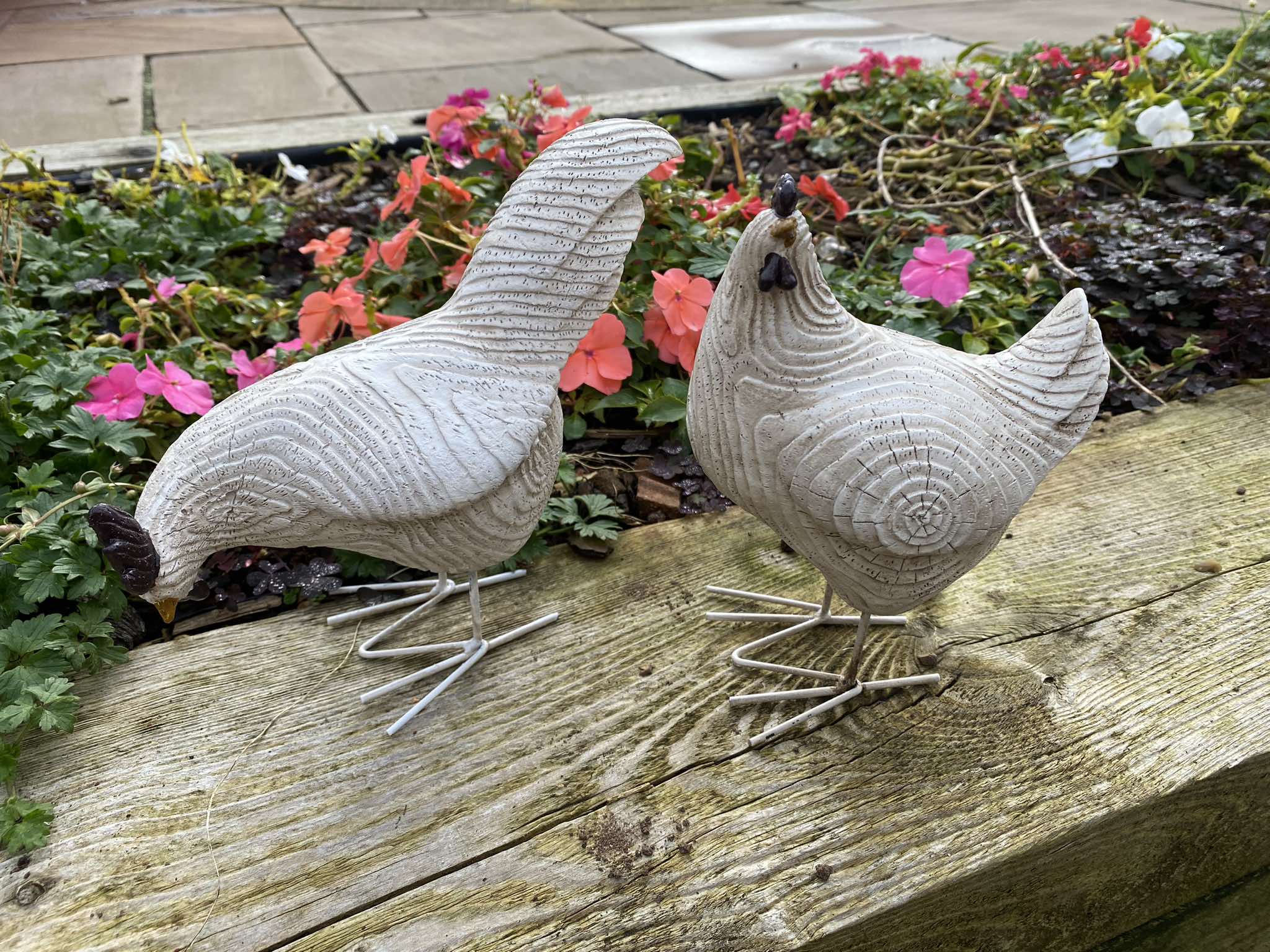 Rustic Roosters Garden Ornament Set