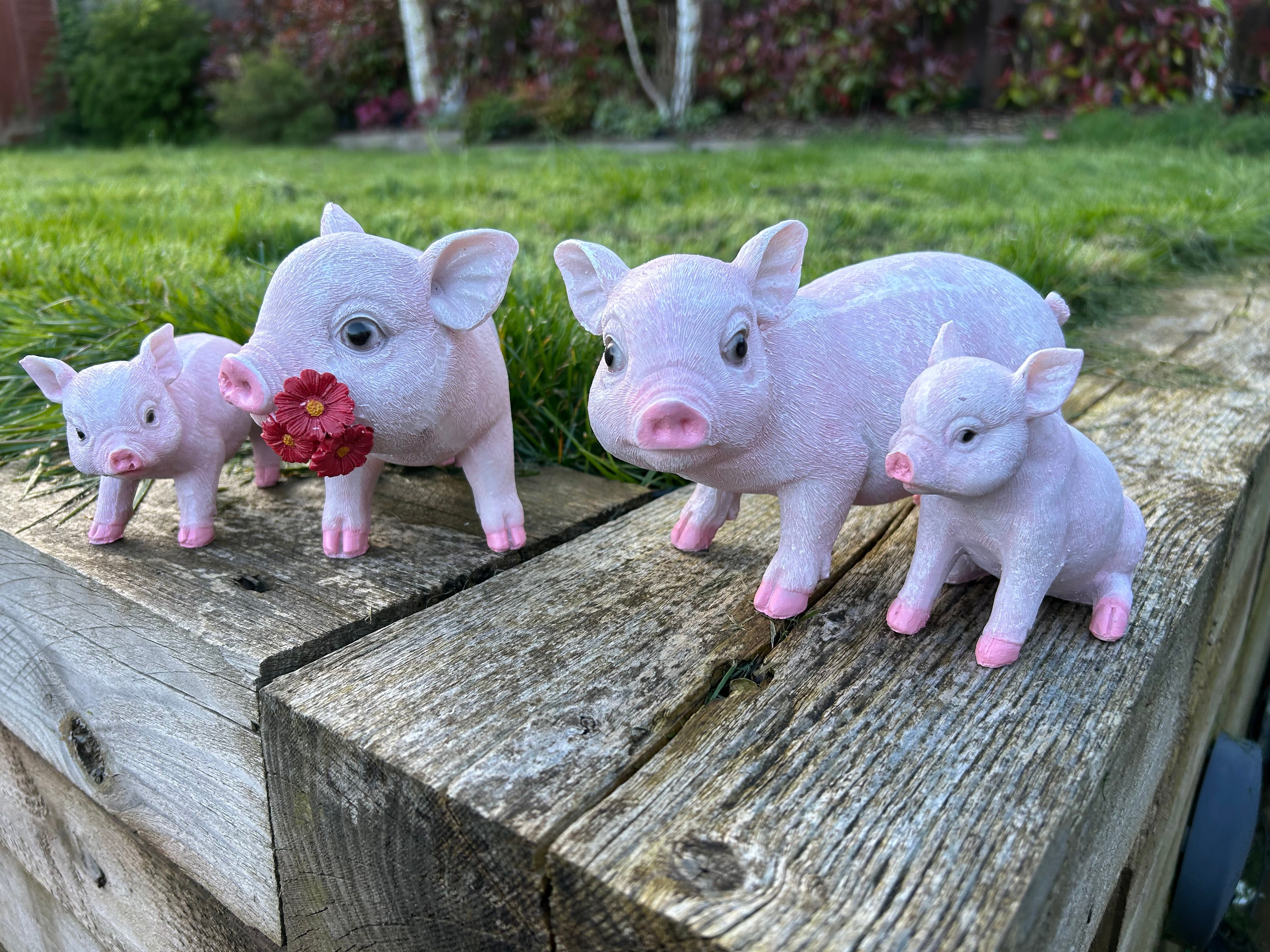 Pink Pig Family Ornament Set