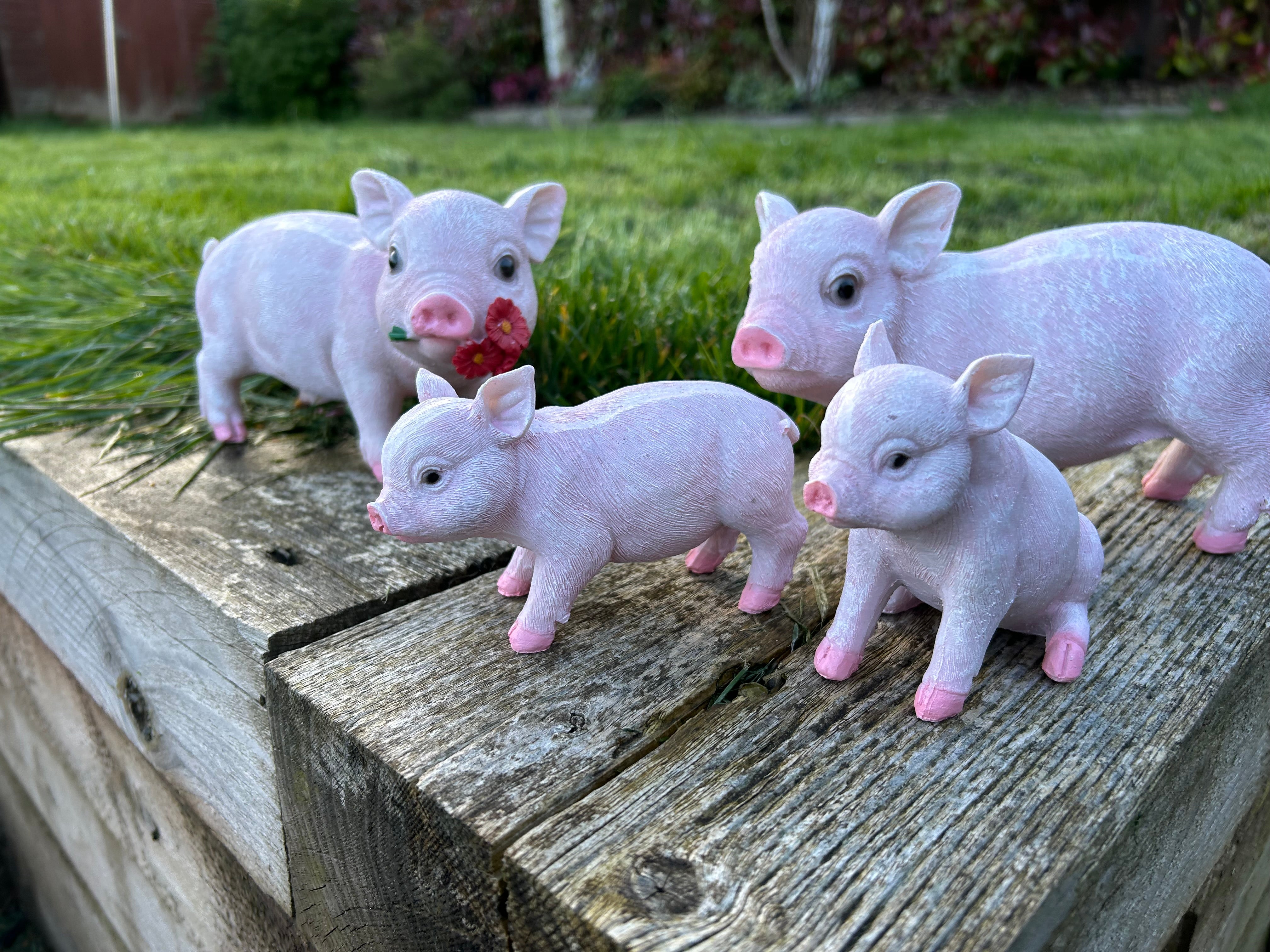 Pink Pig Family Ornament Set