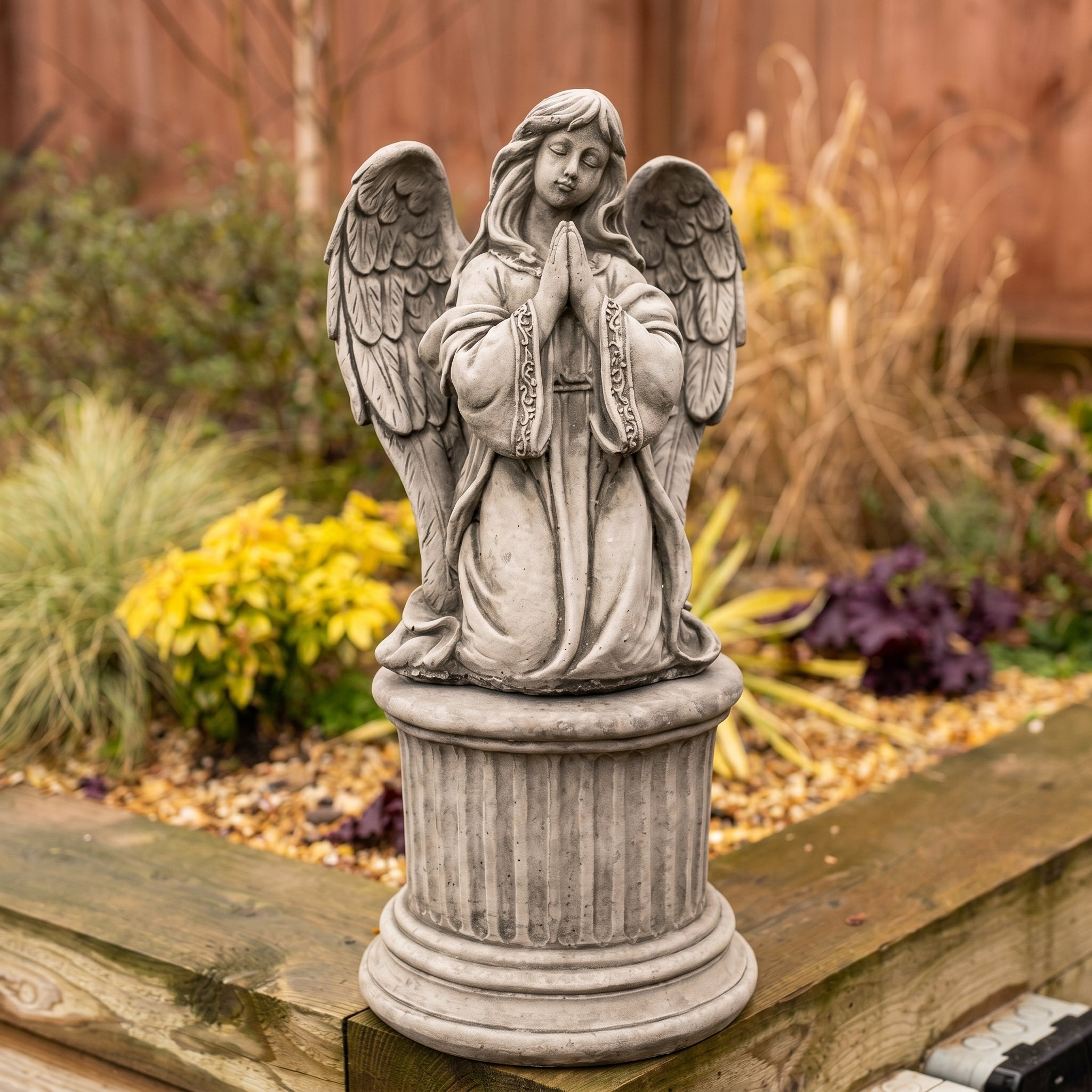 Angel on Plinth Garden Statue