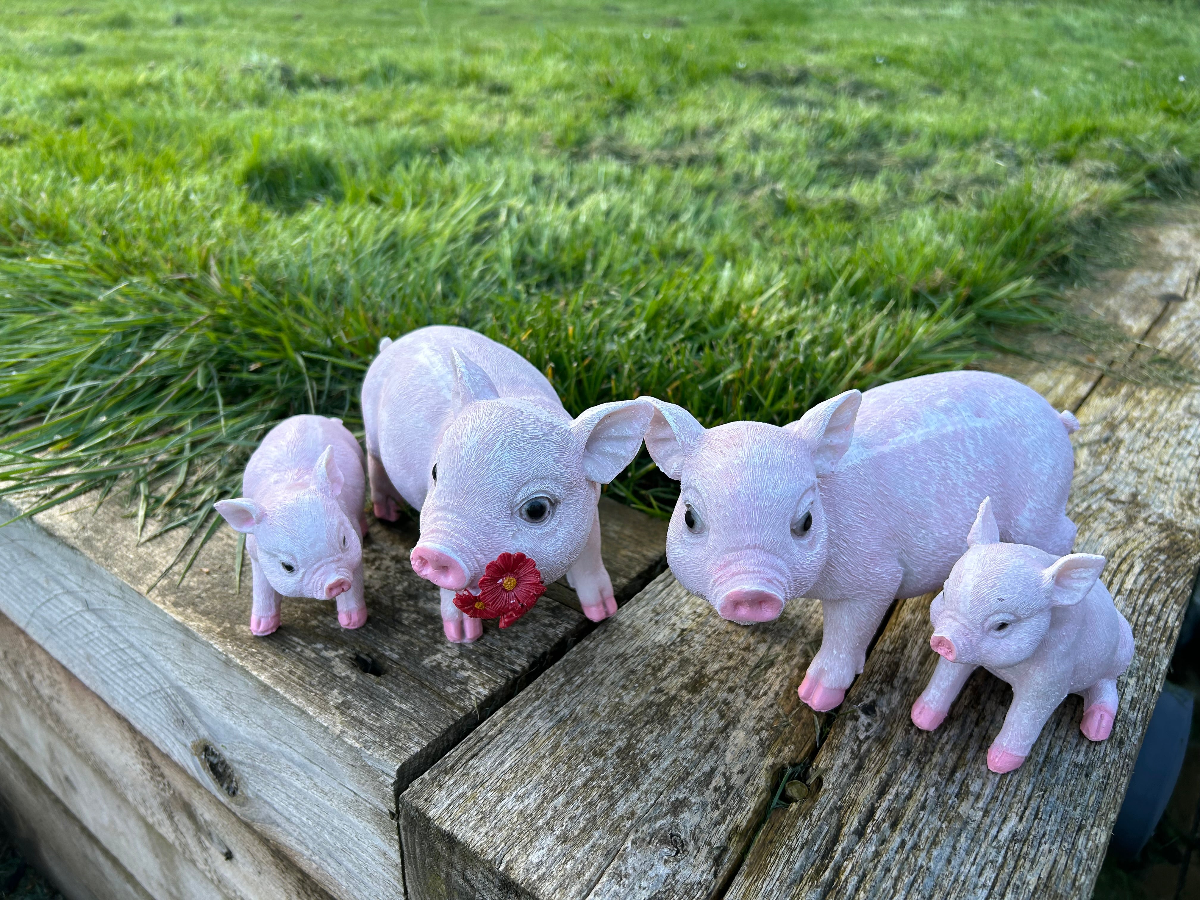 Pink Pig Family Ornament Set