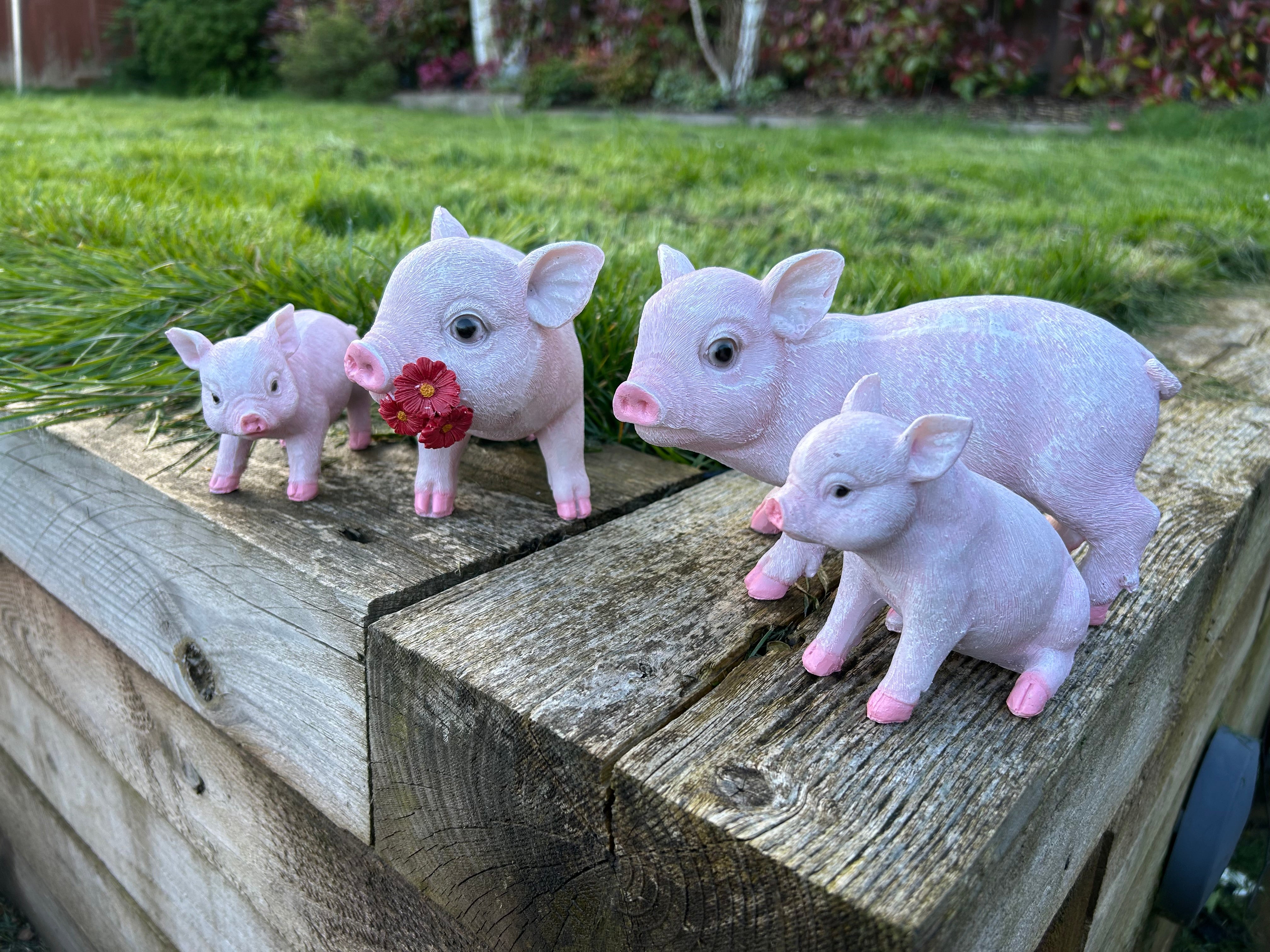 Pink Pig Family Ornament Set