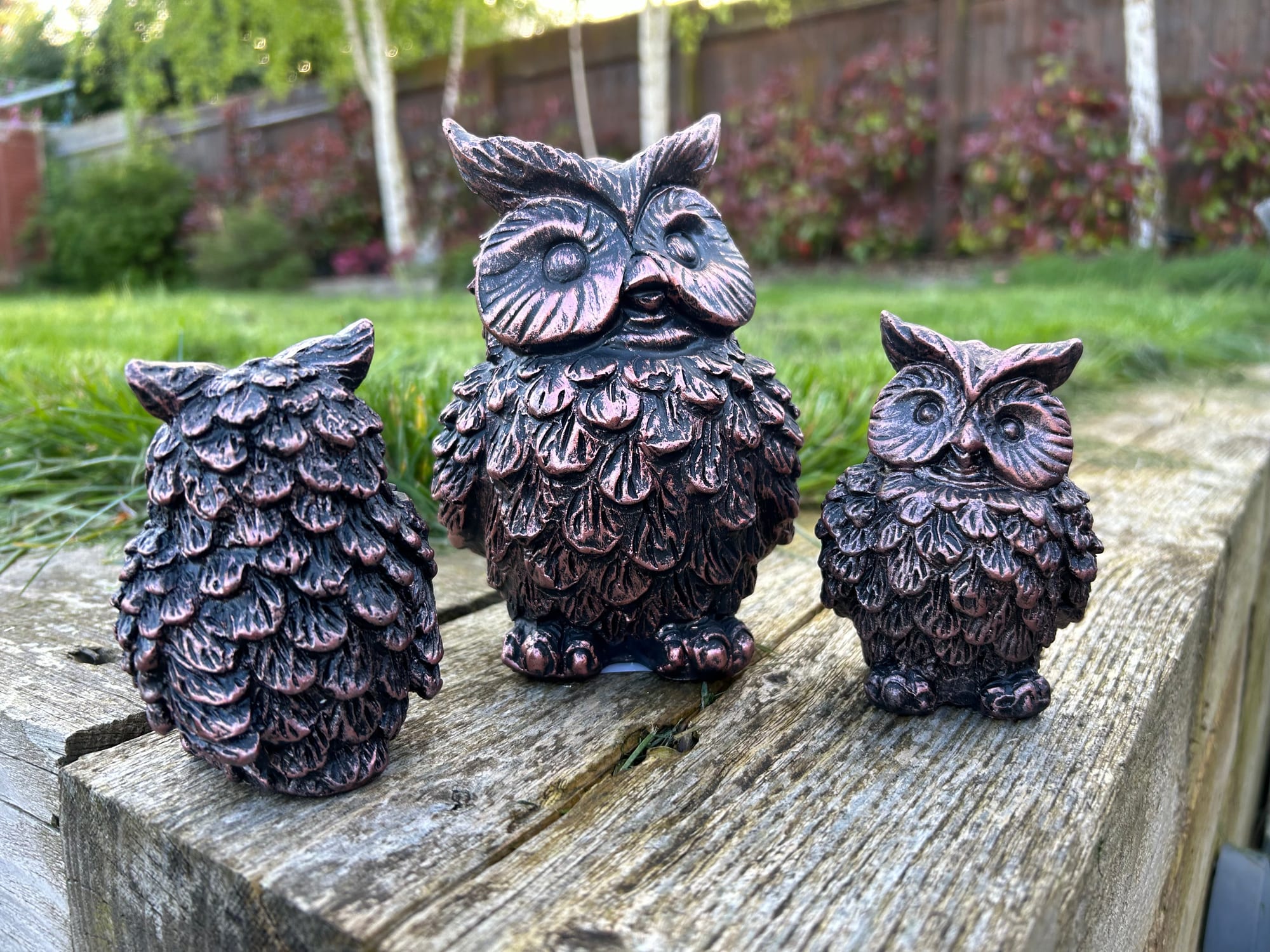 Wise Owl with Mini Owls Garden Ornament