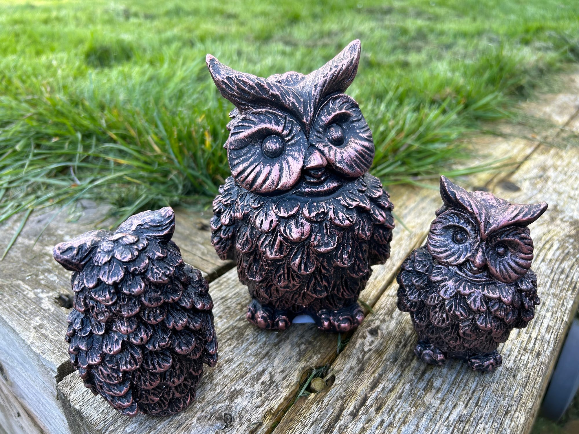 Wise Owl with Mini Owls Garden Ornament