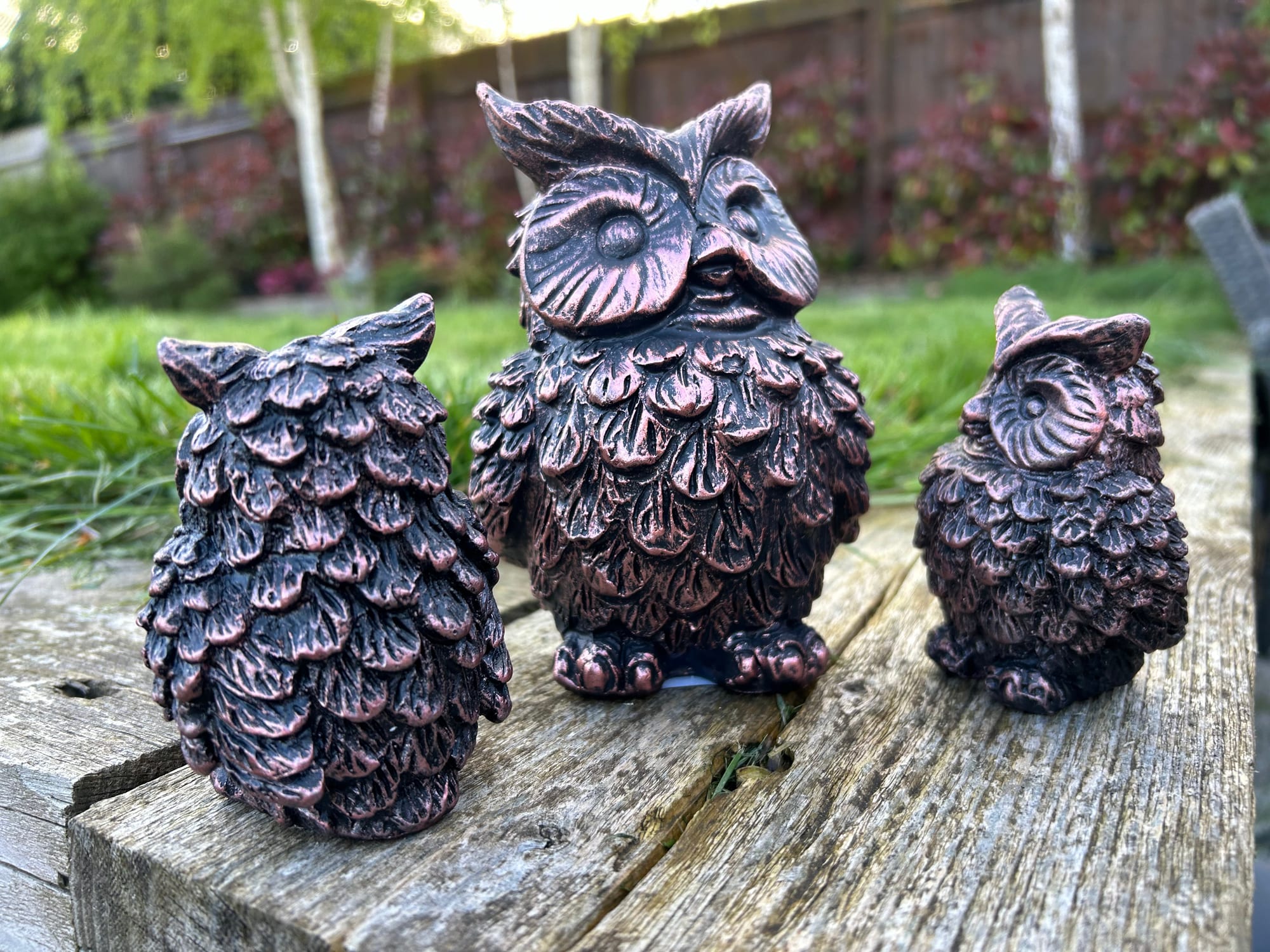Wise Owl with Mini Owls Garden Ornament