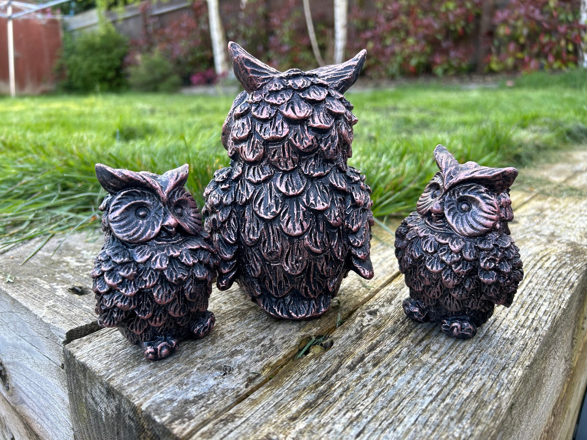 Wise Owl with Mini Owls Garden Ornament