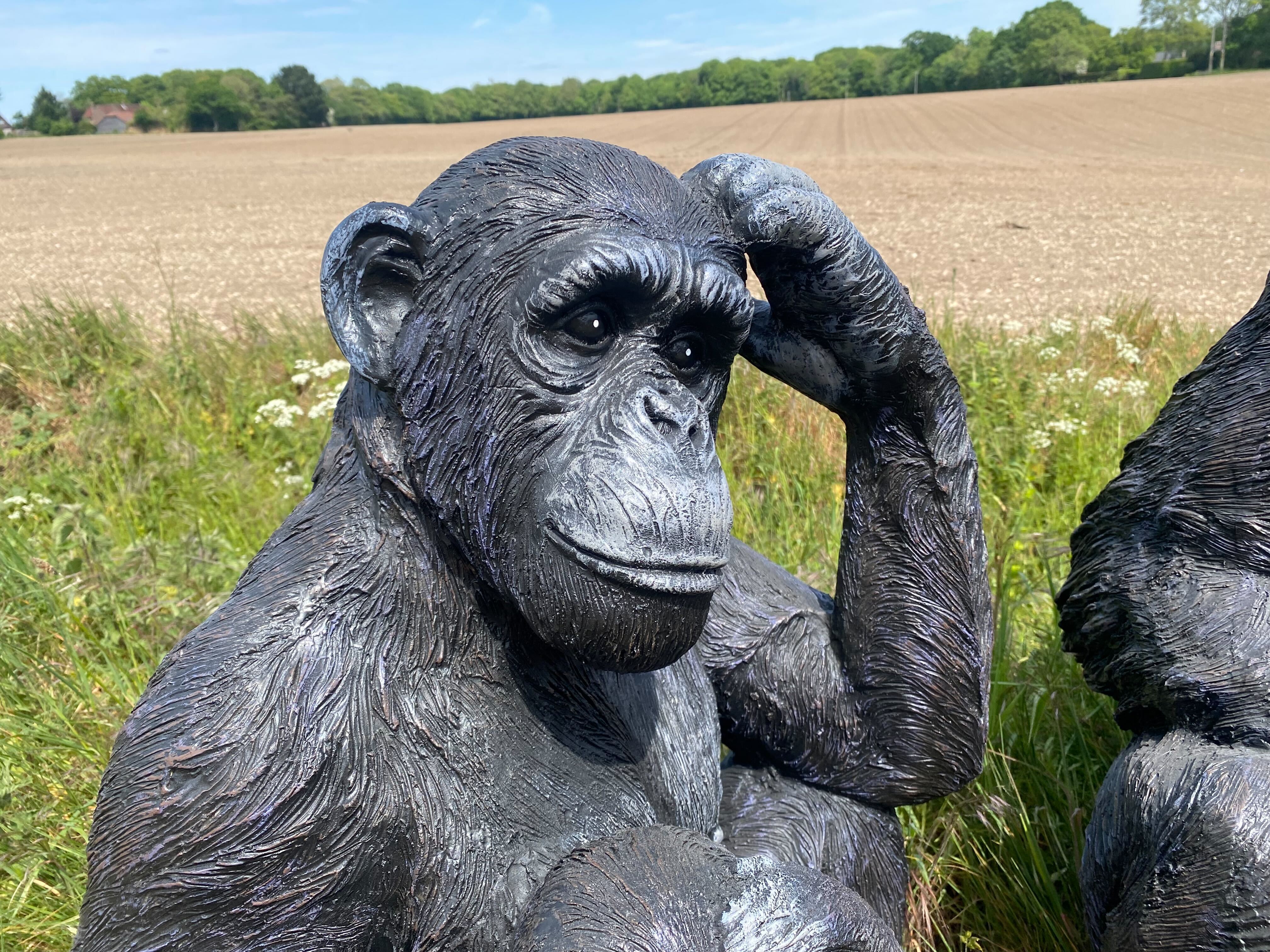 Life-Size Chimp with Baby Garden Ornament