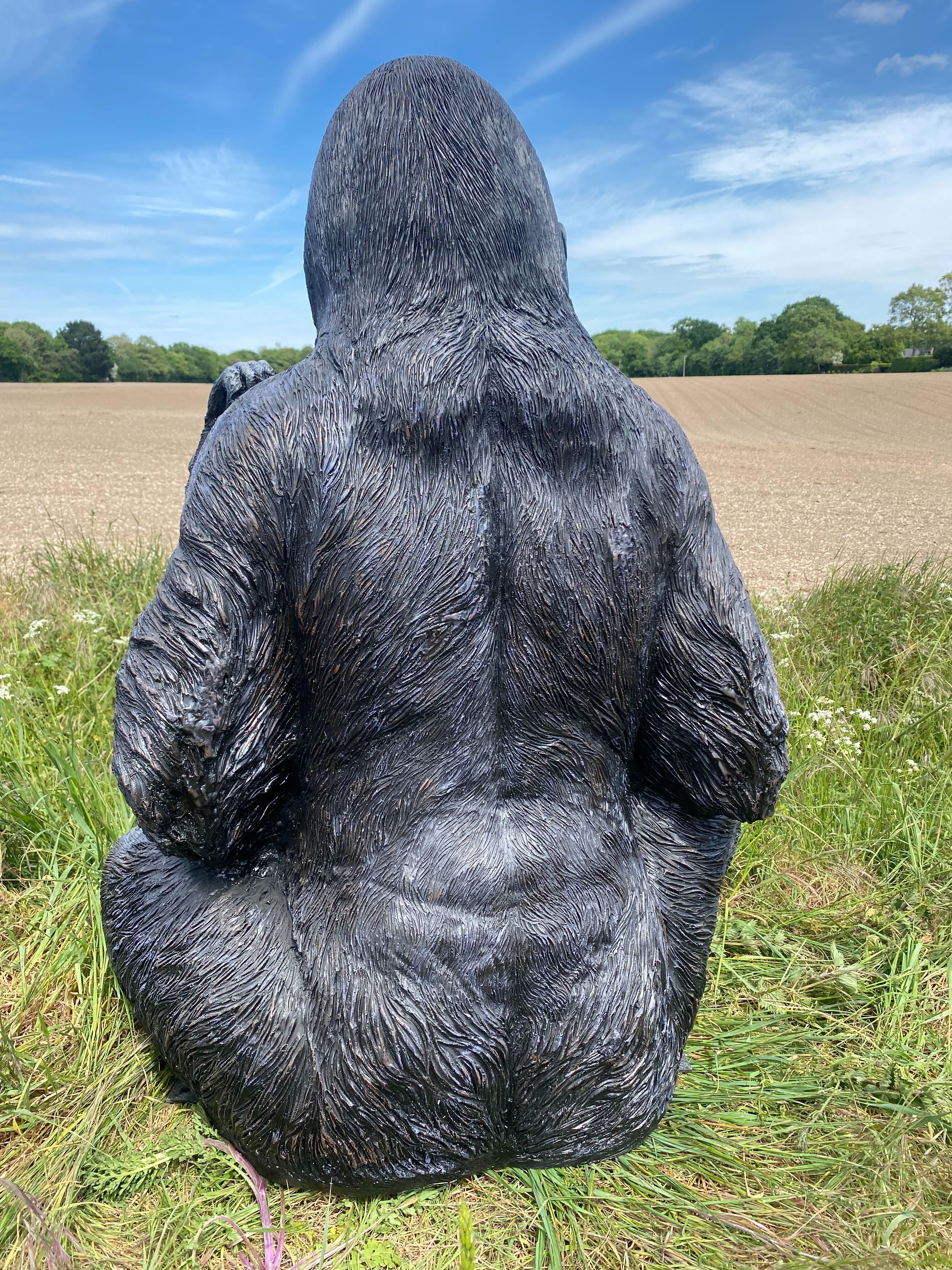 Life-Size Gorilla with Baby Garden Ornament