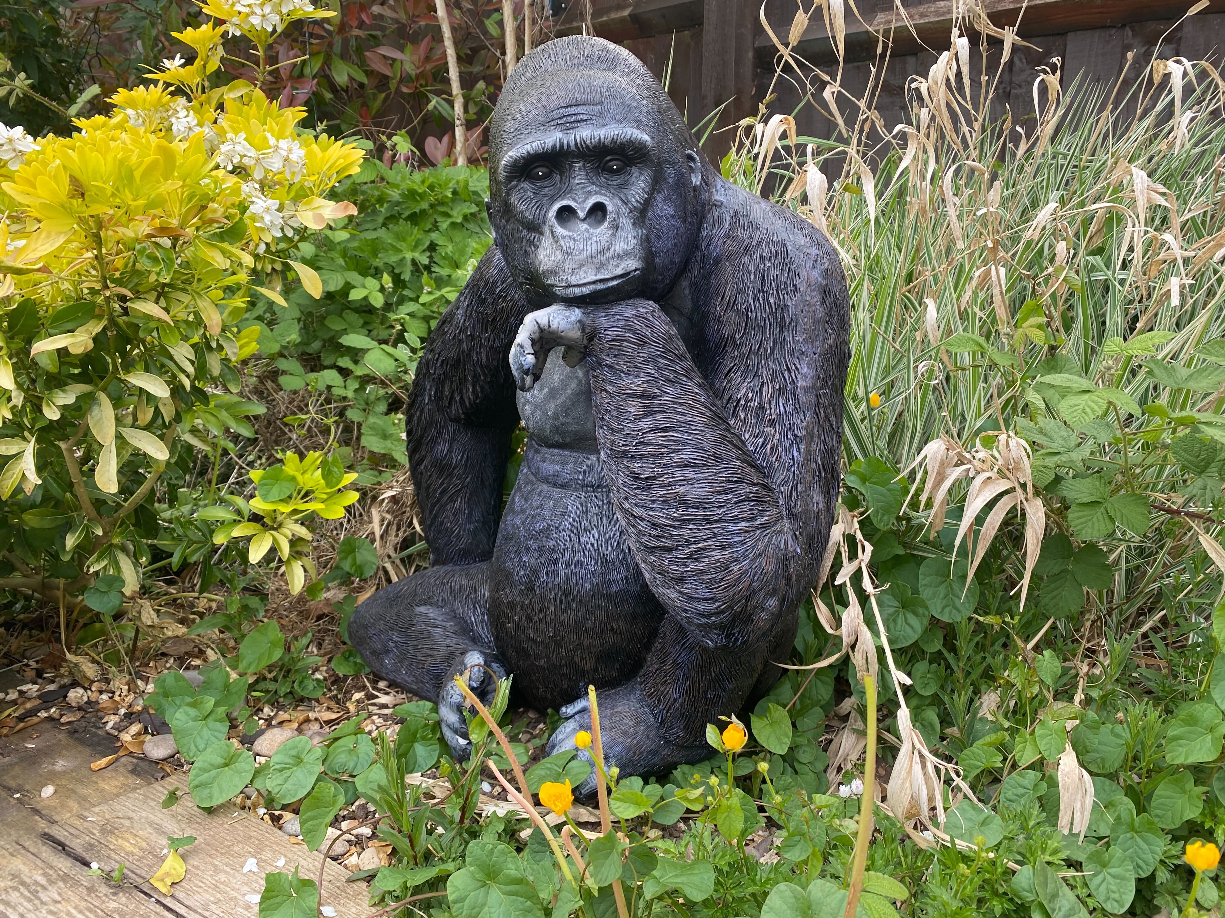 Large Pondering Gorilla Garden Ornament