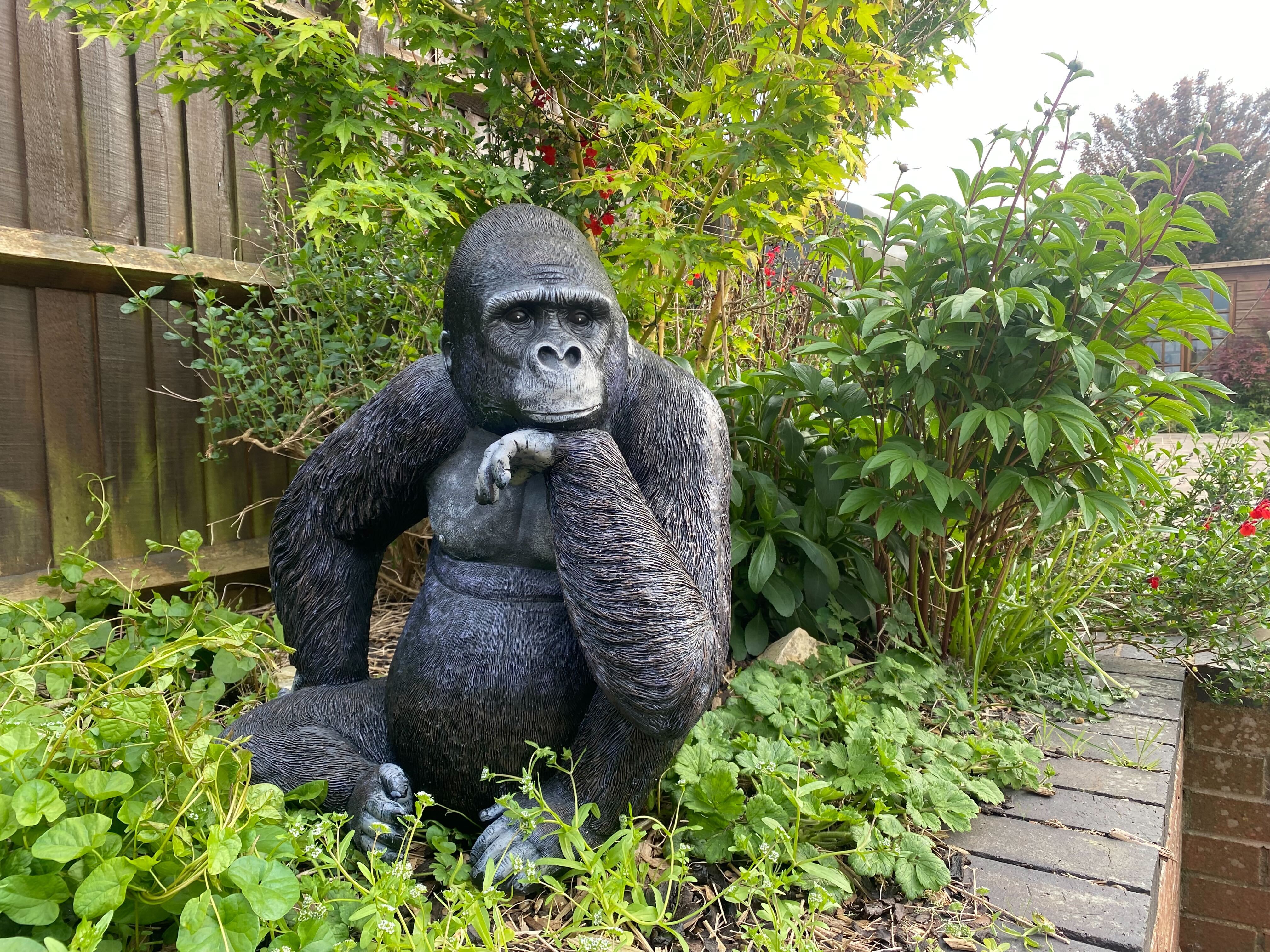 Large Pondering Gorilla Garden Ornament