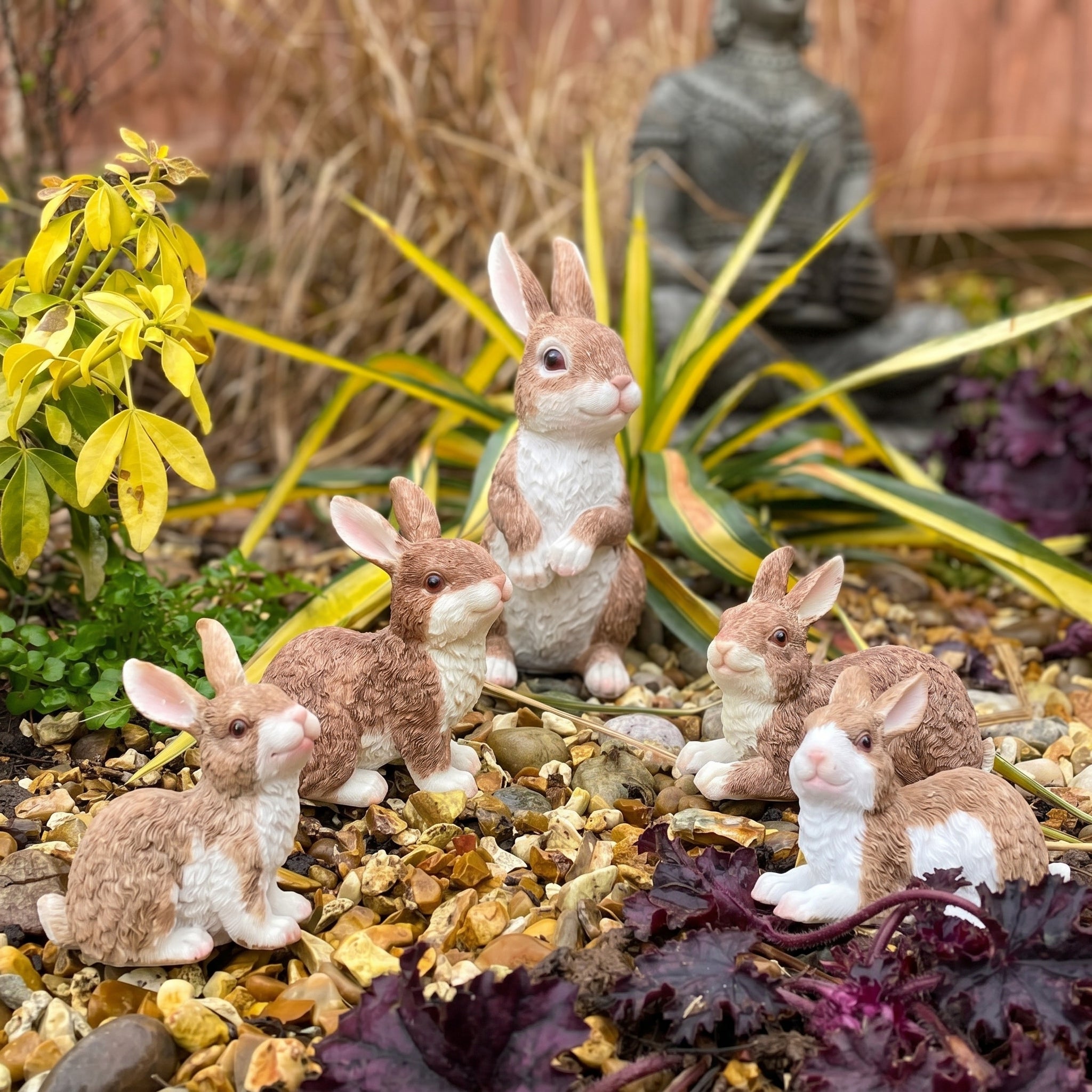 Rambunctious Rabbit Family Garden Ornaments