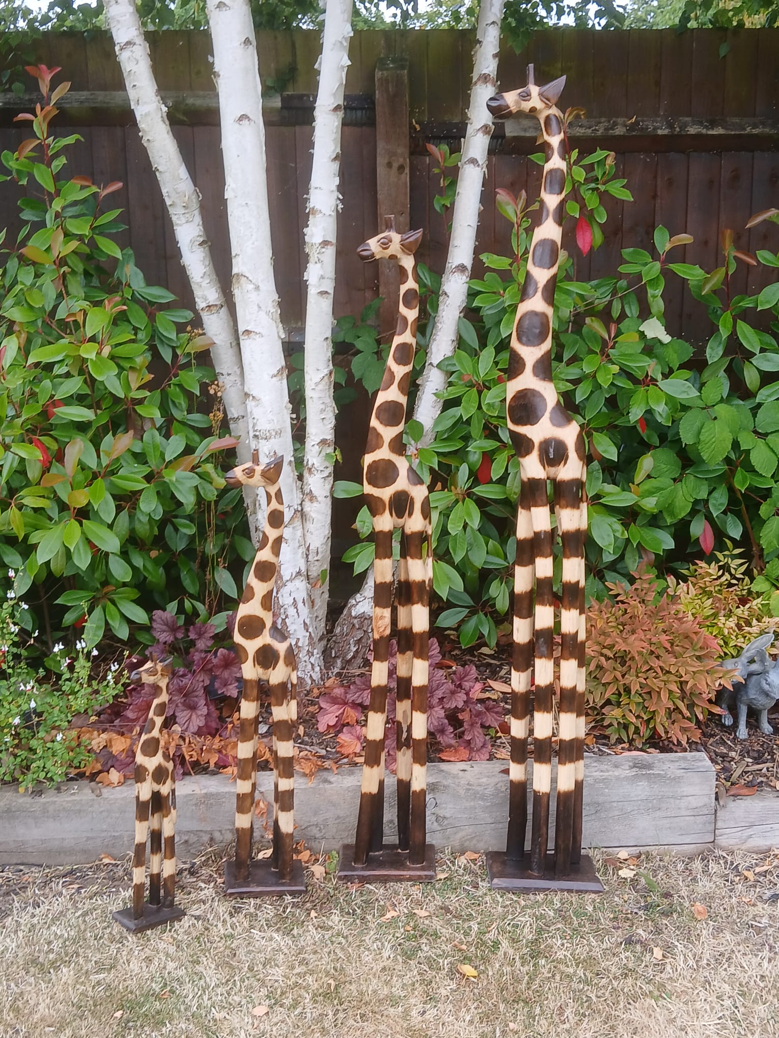 Large Wooden Giraffes - Set of 4