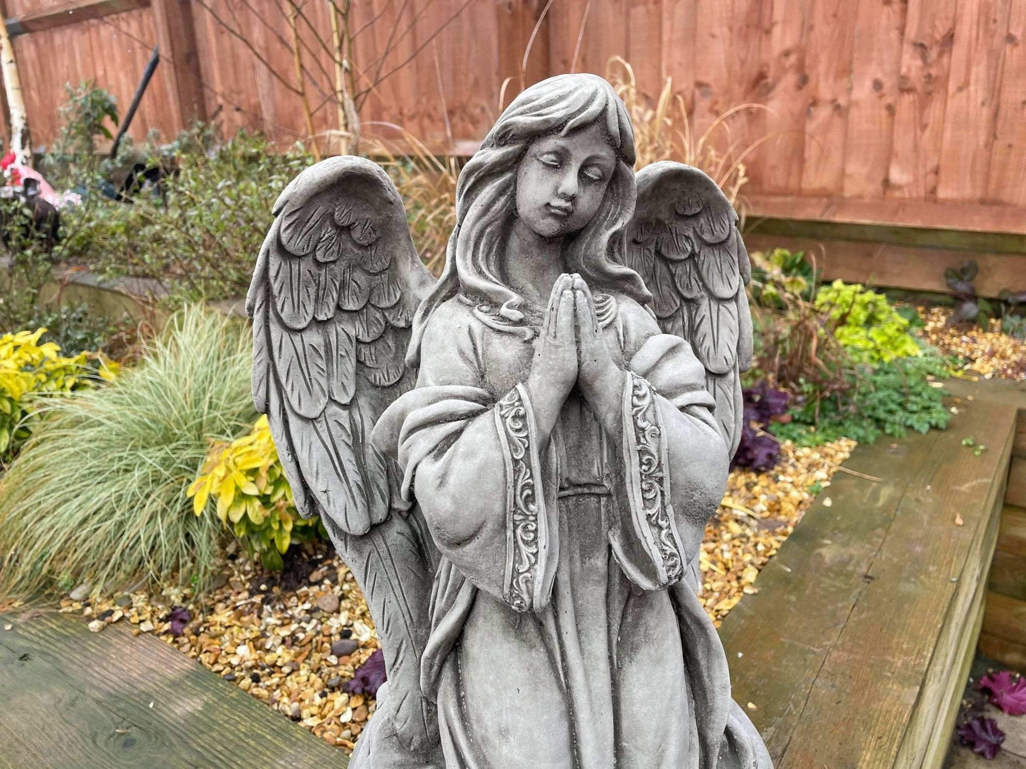 Angel on Plinth Statue - Backyard Bliss