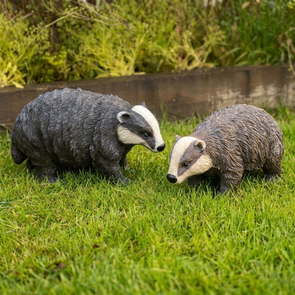Badger and Badger Cub | Garden Statue