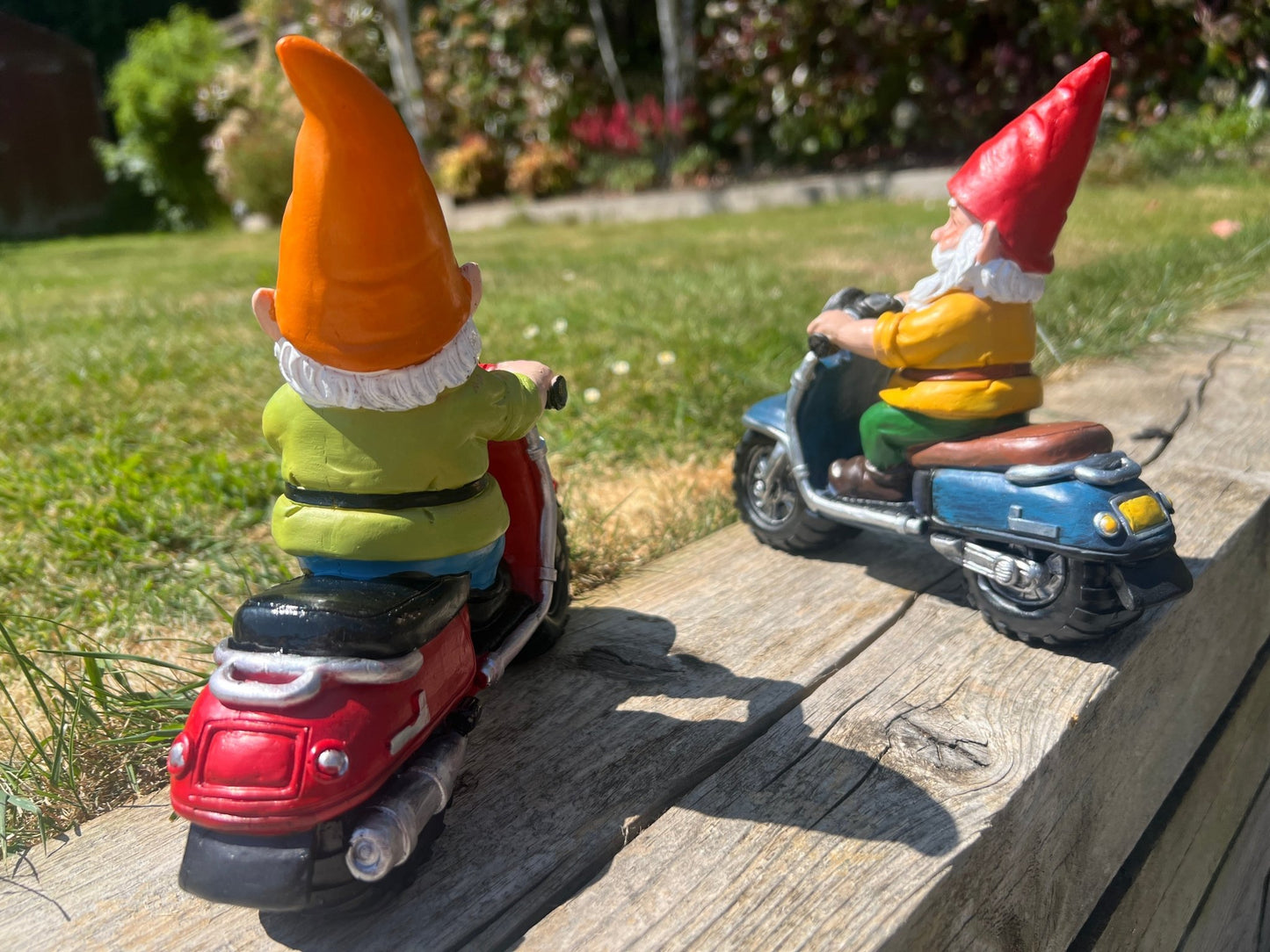 Biker Gnome Garden Ornament Pair - Backyard Bliss