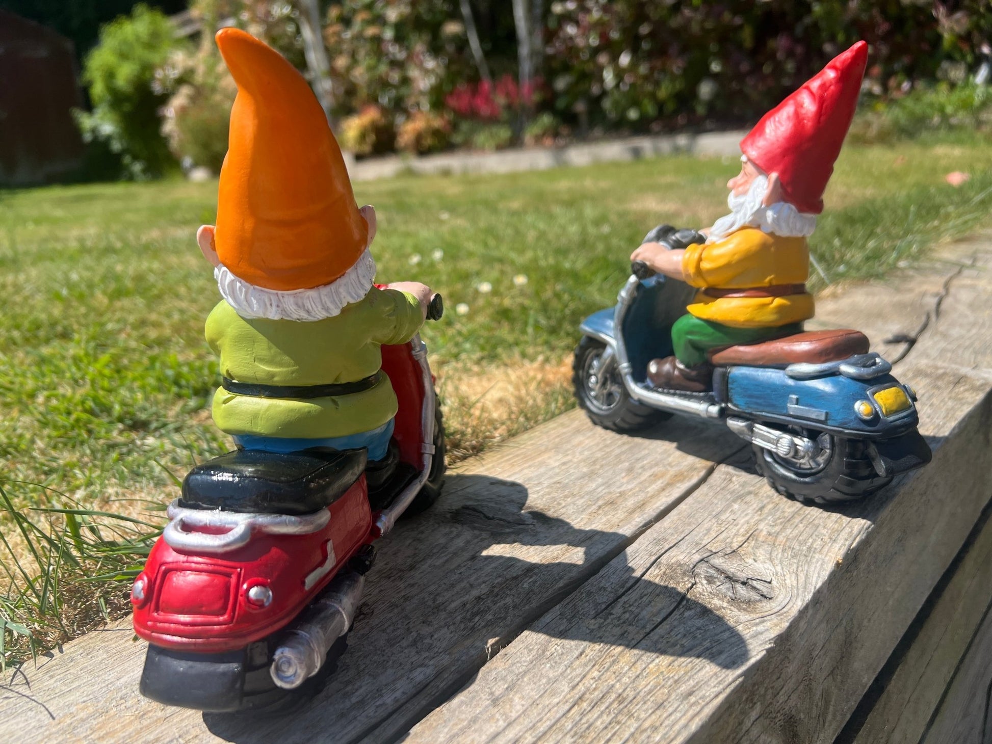 Biker Gnome Garden Ornament Pair - Backyard Bliss