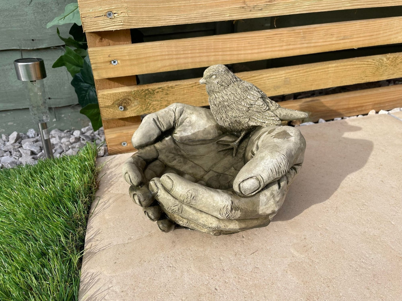 Bird in Hands Birdbath - Backyard Bliss