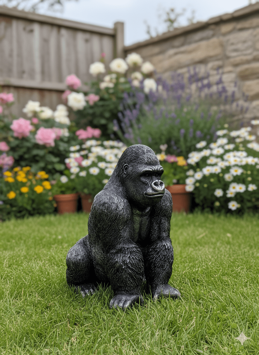 Bronze Finish Guardian Gorilla Garden Ornament - Backyard Bliss