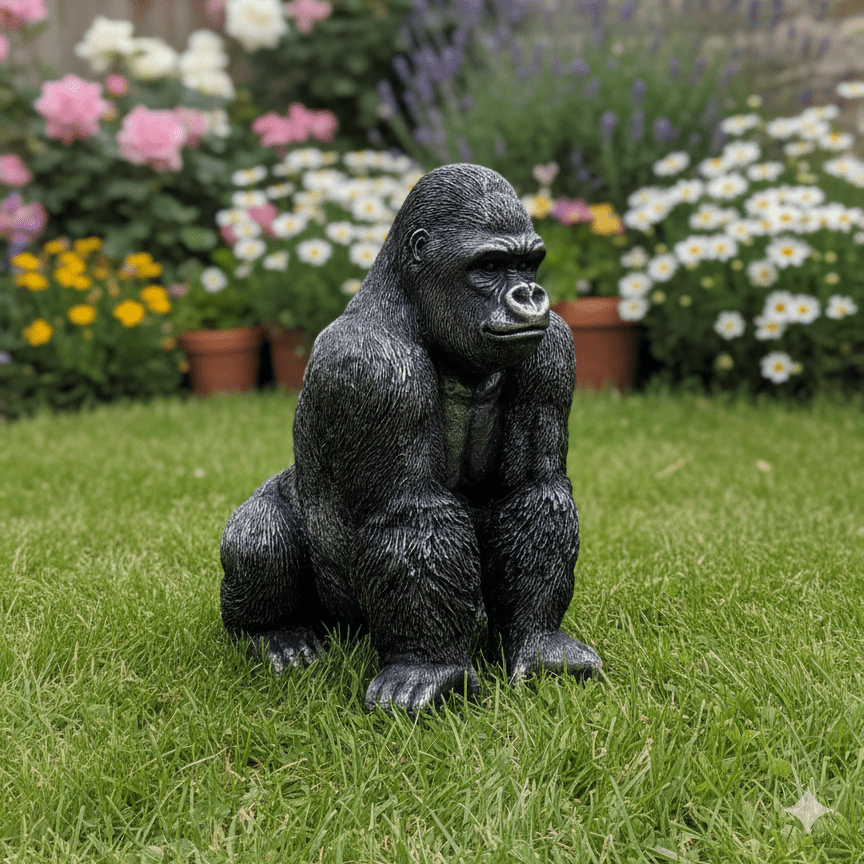 Bronze Finish Guardian Gorilla Garden Ornament - Backyard Bliss