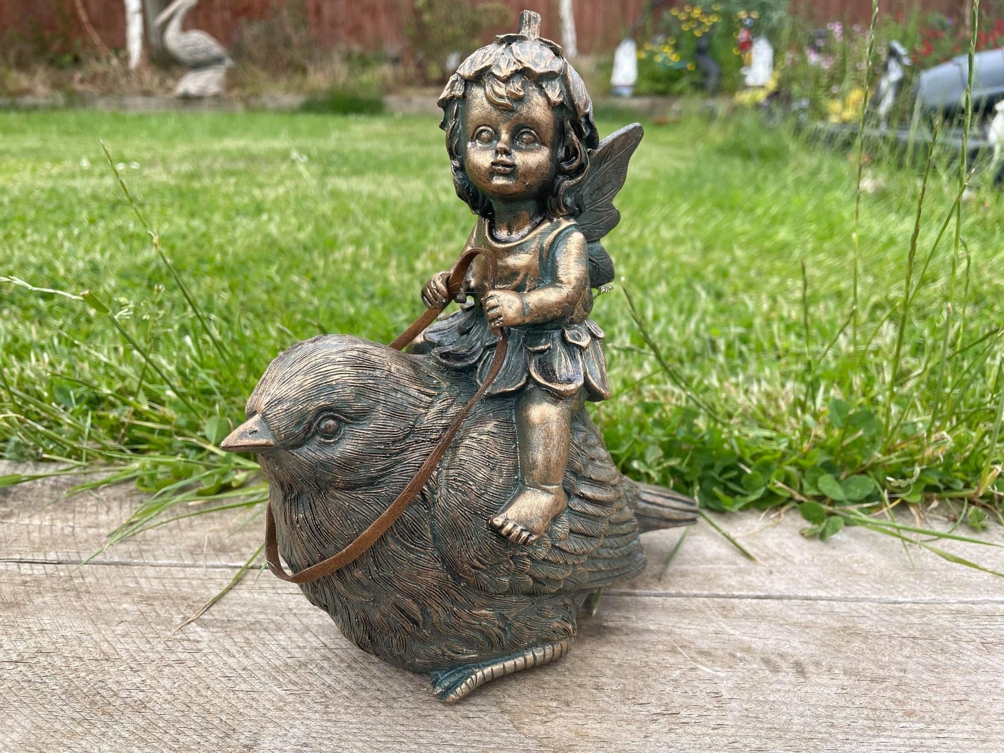 Fairy on Bird - Backyard Bliss