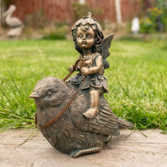 Fairy on Bird | Garden Statue