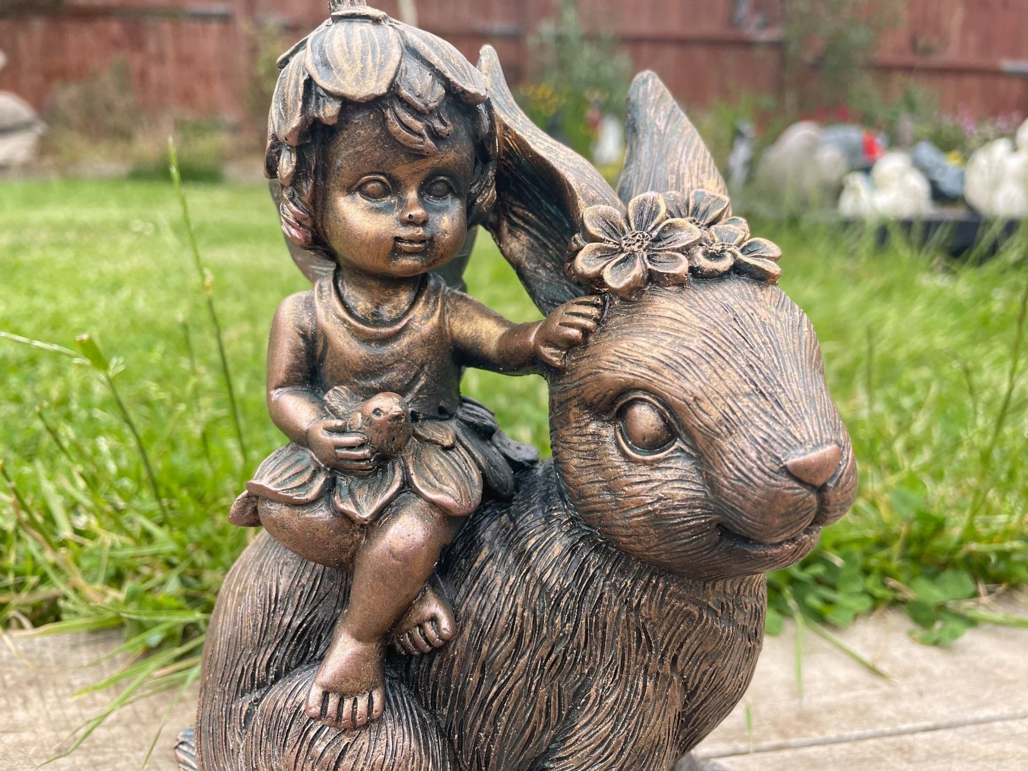Fairy on Rabbit - Backyard Bliss