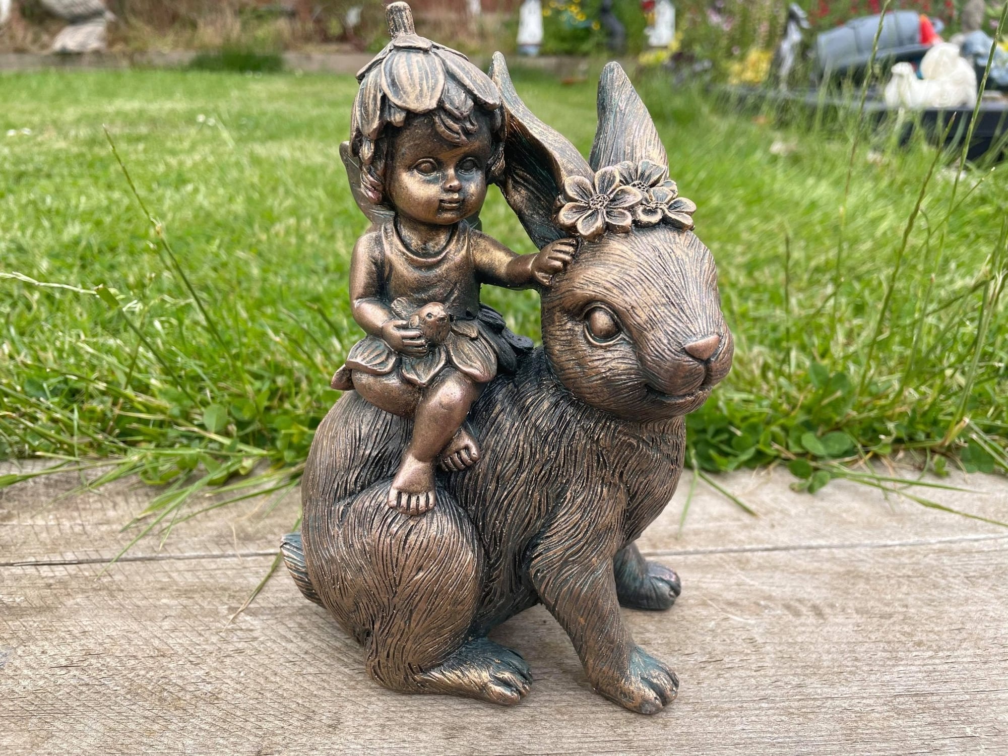 Fairy on Rabbit - Backyard Bliss