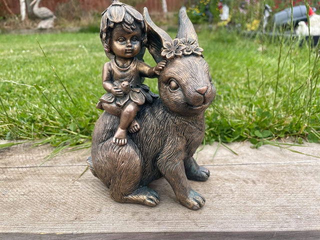 Fairy on Rabbit Garden Ornamenet
