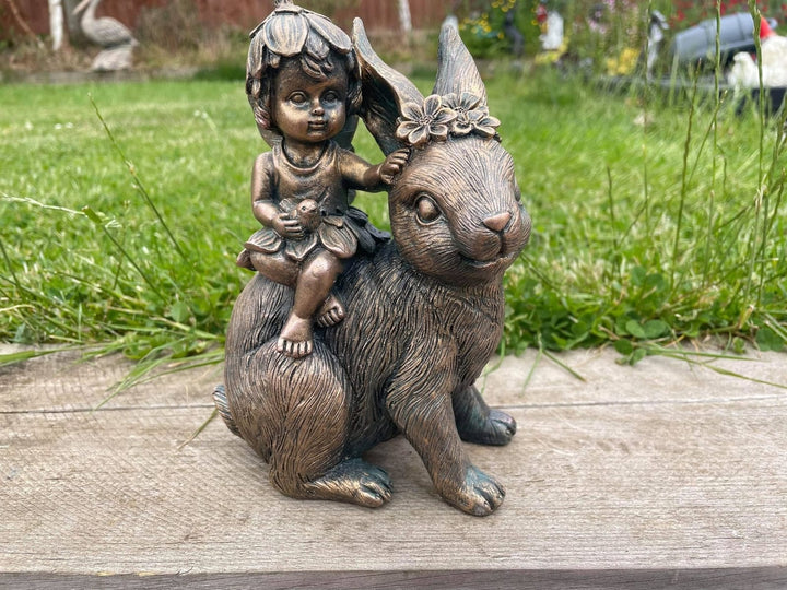 Fairy on Rabbit Garden Ornamenet