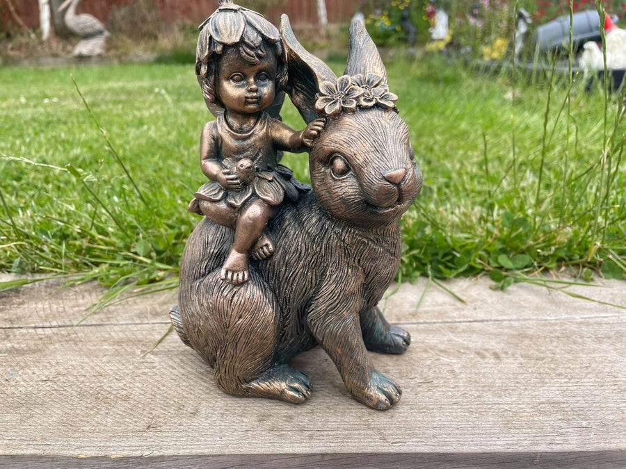 Fairy on Rabbit Garden Ornamenet