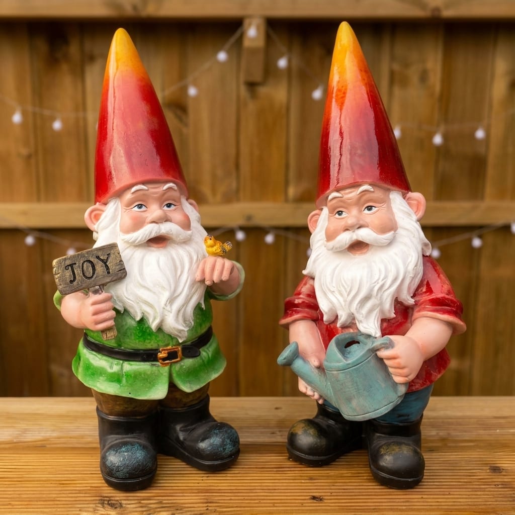 Watering Gnome and Joyful Gnome | Garden Ornament