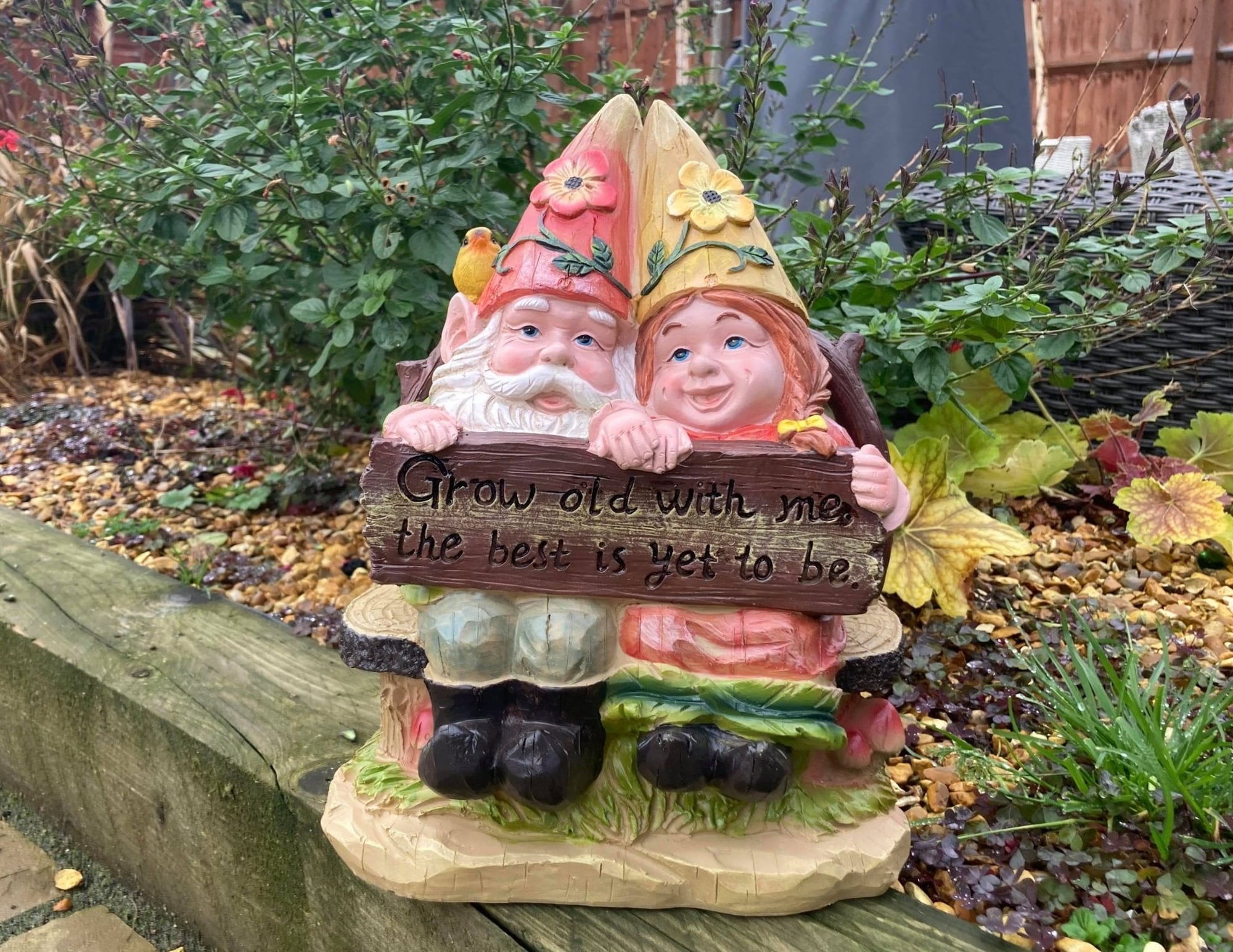 'Grow Old With Me' Gnome Couple - Backyard Bliss