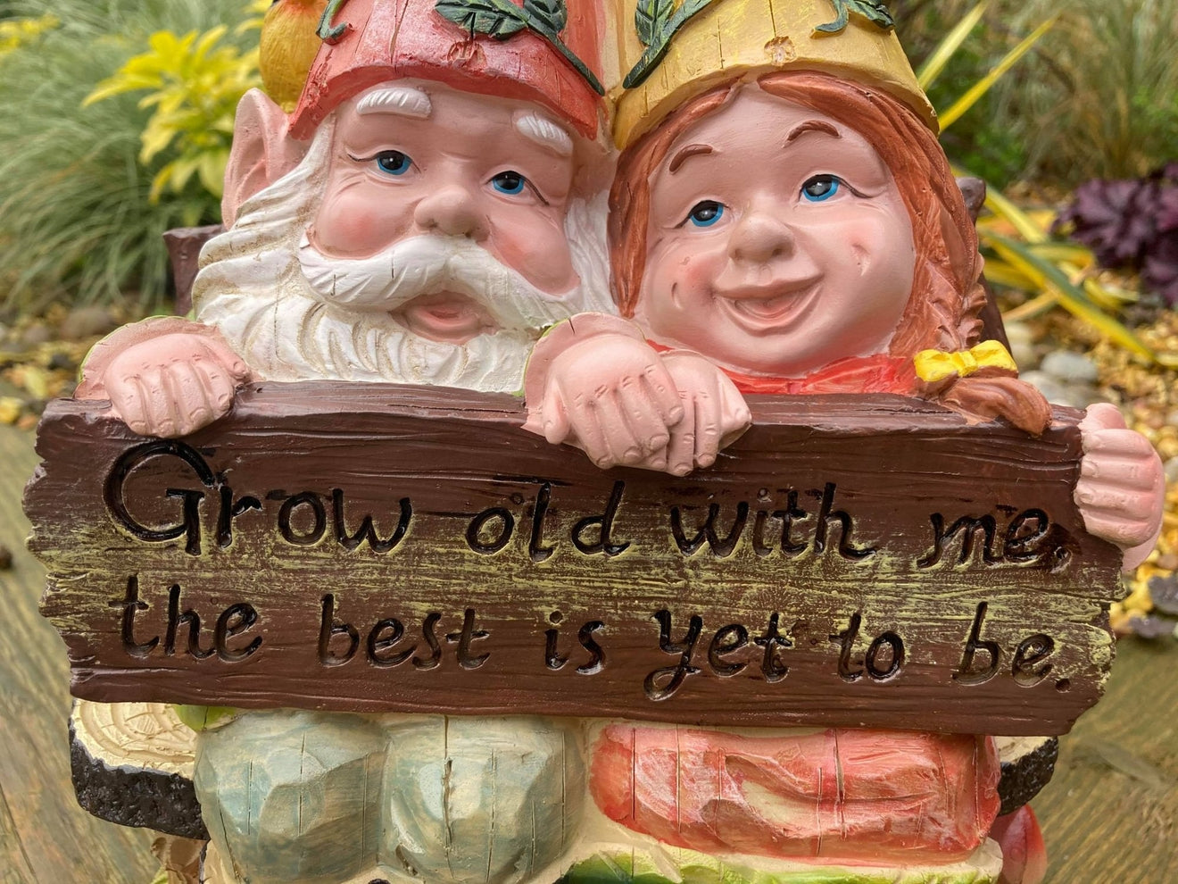 'Grow Old With Me' Gnome Couple - Backyard Bliss