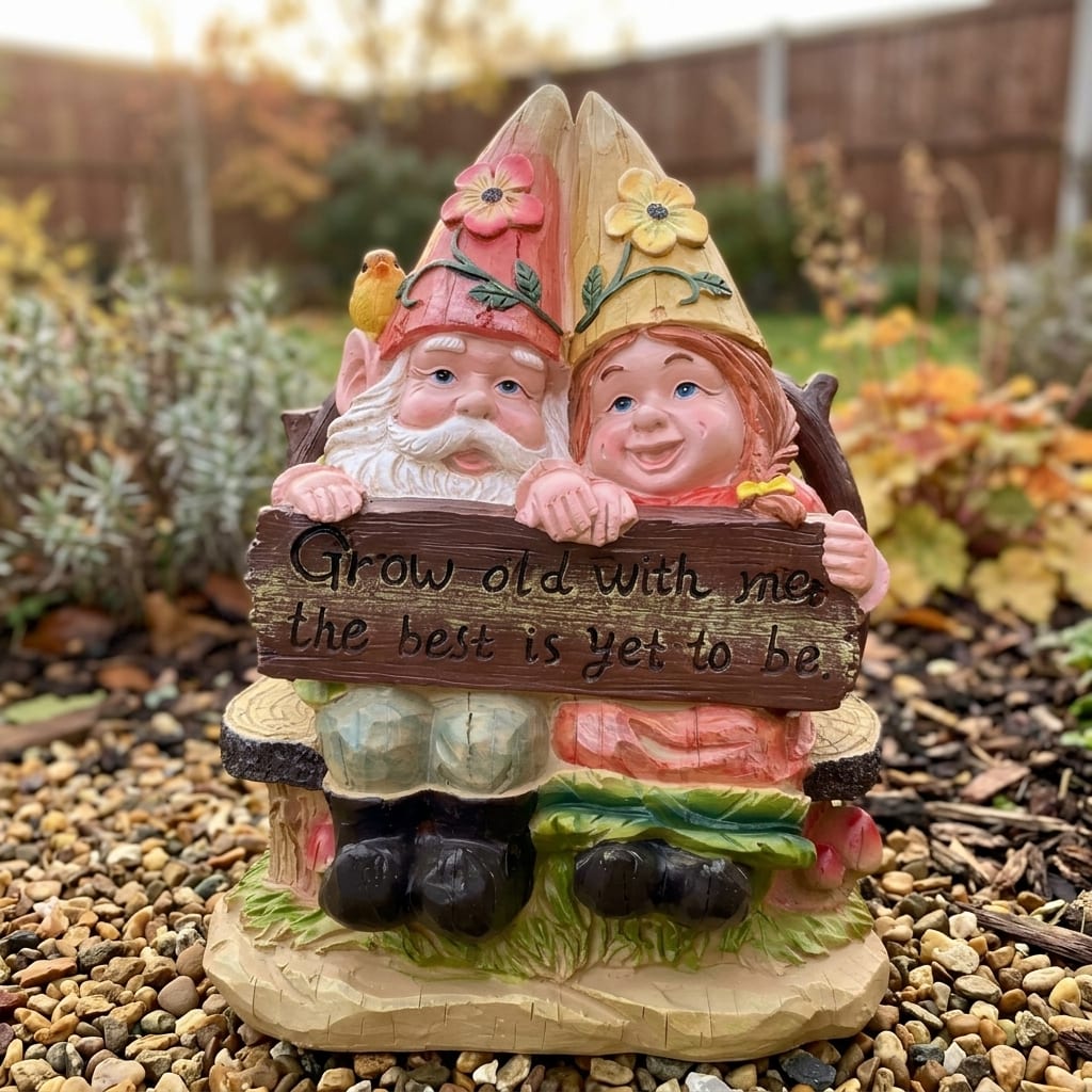 'Grow Old With Me' Gnome Couple | Garden Ornament