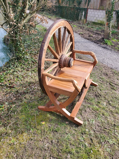 Handcrafted Wagon Wheel Bench - Backyard Bliss