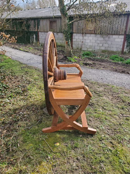 Handcrafted Wagon Wheel Bench - Backyard Bliss