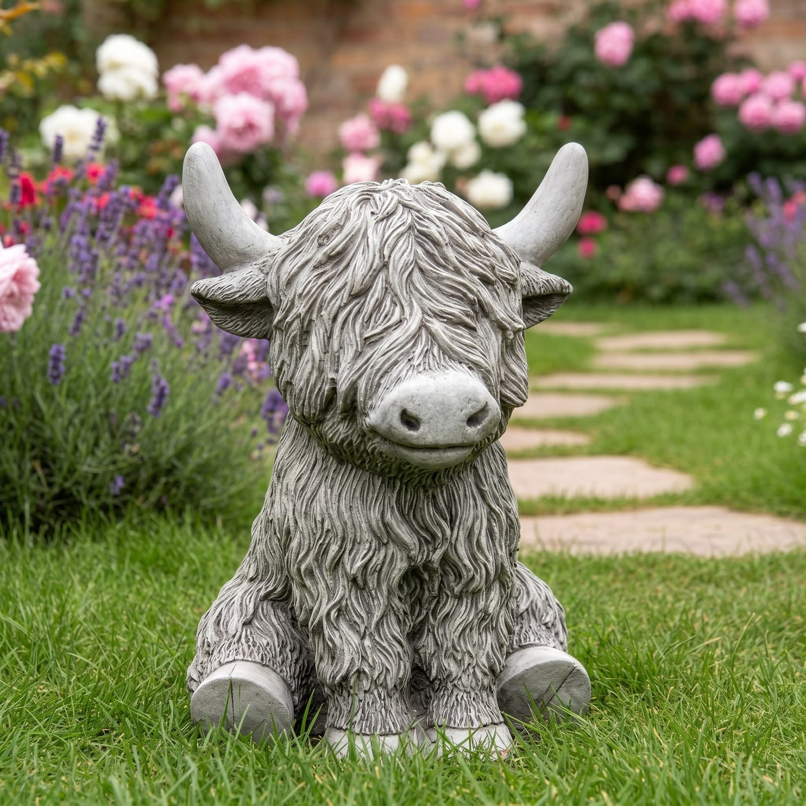 Highland Cow Stone Garden Statue
