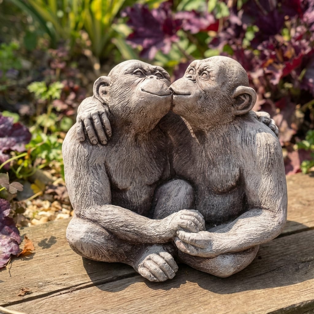 Kissing Monkeys Statue
